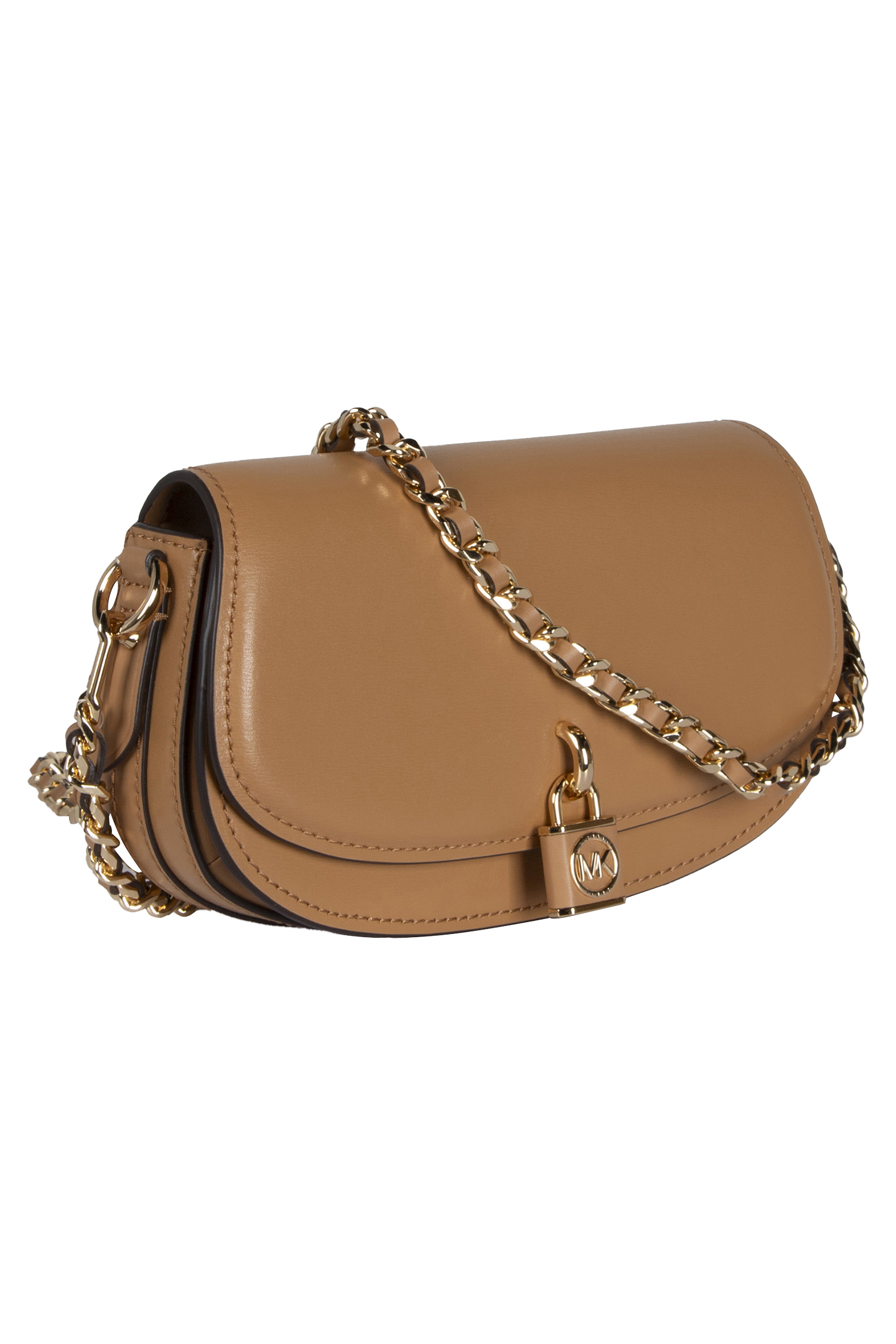LEATHER CHAIN SLING MESSENGER SHOULDER BAG IN BEIGE 3