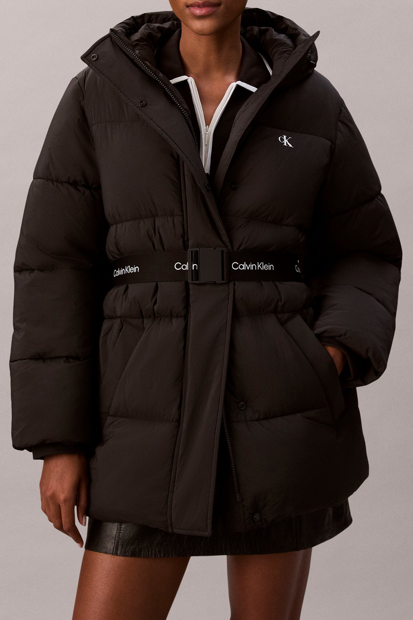 BELTED MIDWEIGHT PUFFER BLACK 1