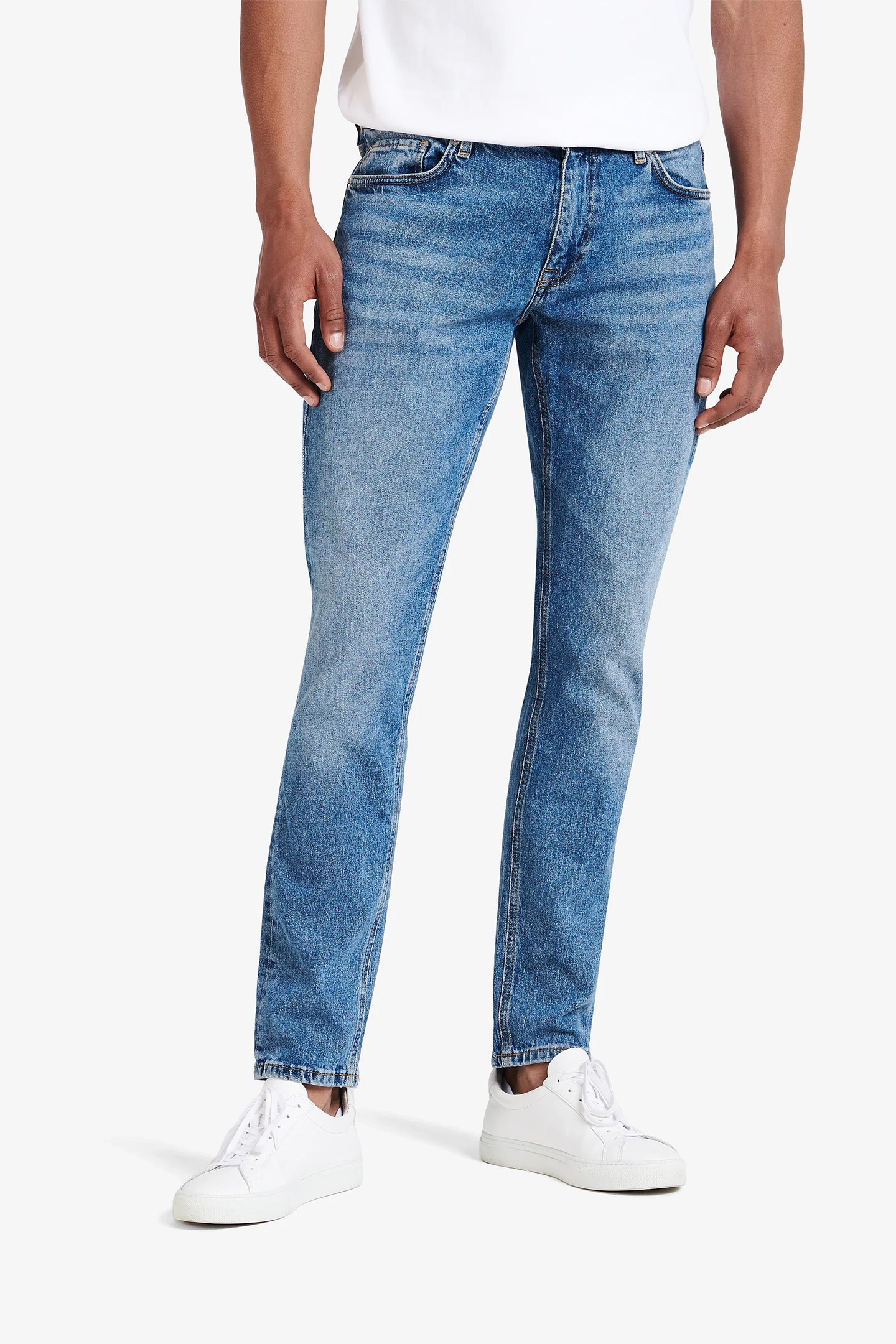 YAMANE DENIM COTTON-STRETCH MID BLUE 1