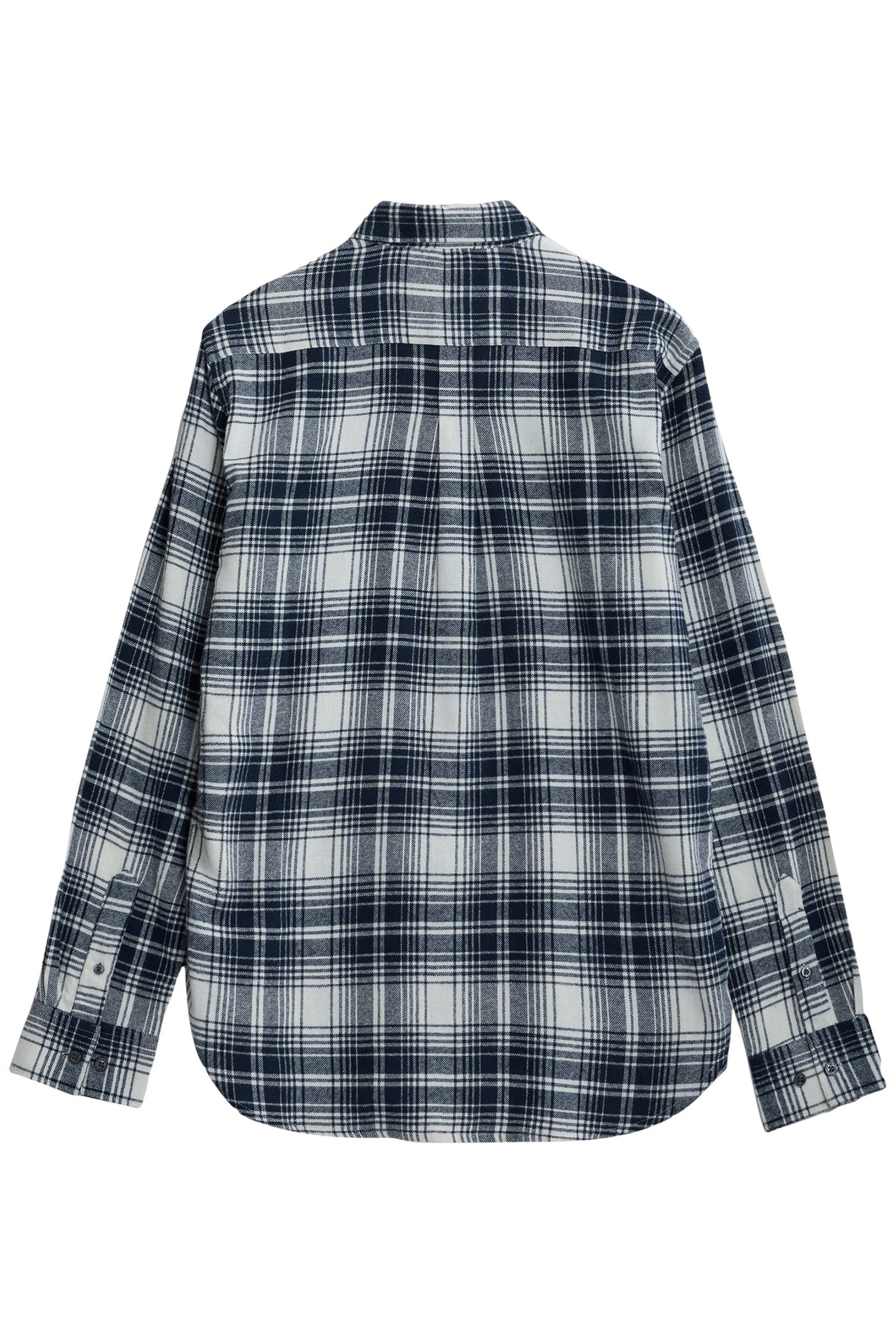 SCOT FLANNEL LS ECRU/MARINE 2