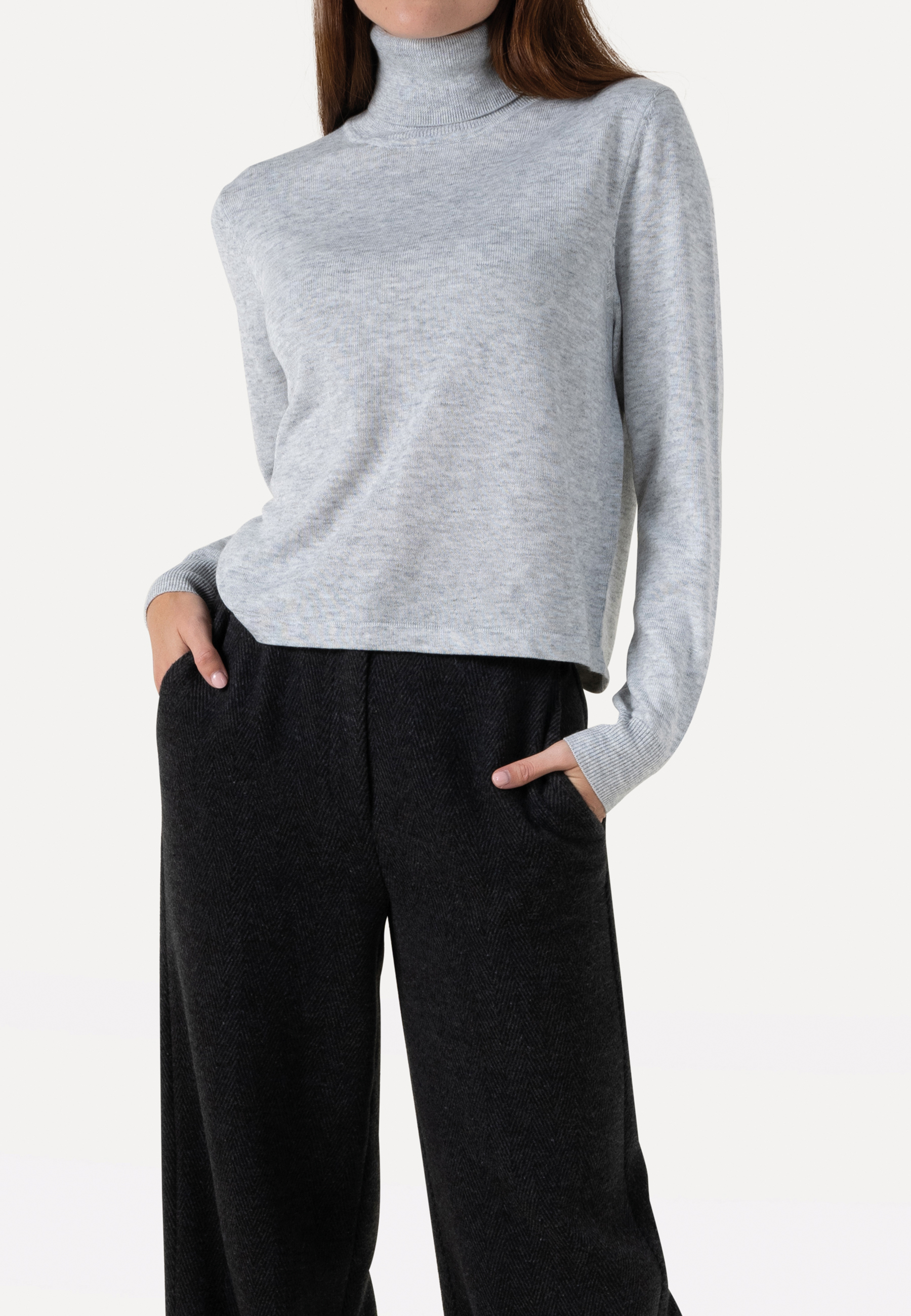 MILLA KNITTED PULL LONG SLEEVE LIGHT GREY MELEE 1