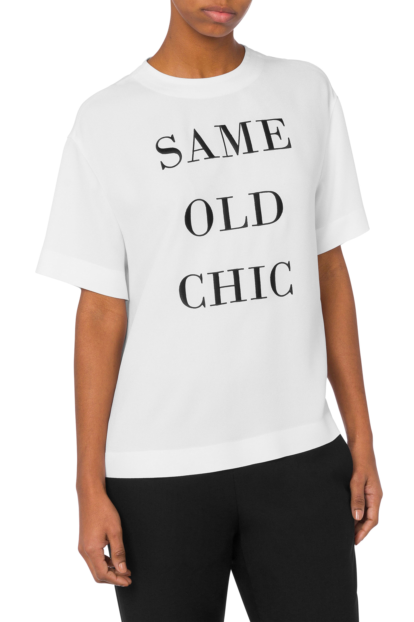 BLOUSE WITH SAME OLD CHIC EMBROIDERY WHITE by Moschino
