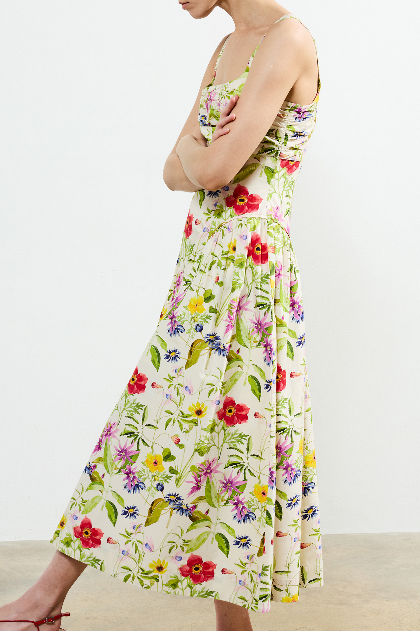 MONICA BARLETTA POPLIN MIDI DR WHITE MULTI 3