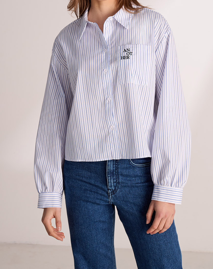 DIEGA SHIRT LONG SLEEVE BLUE WHITE STRIPE 1