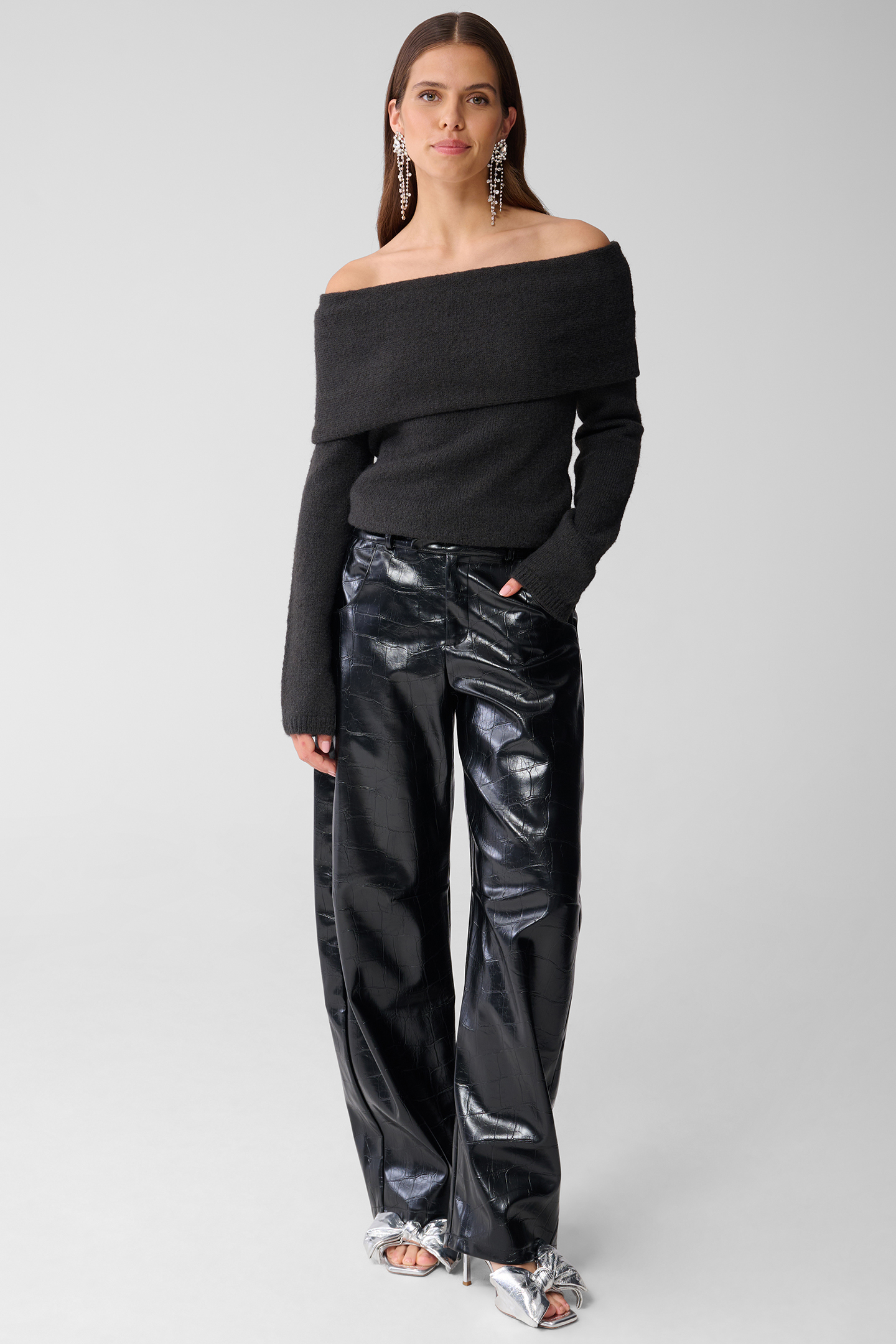 SBSTUDIO OFF SHOULDER KNIT ANTHRACITE 2