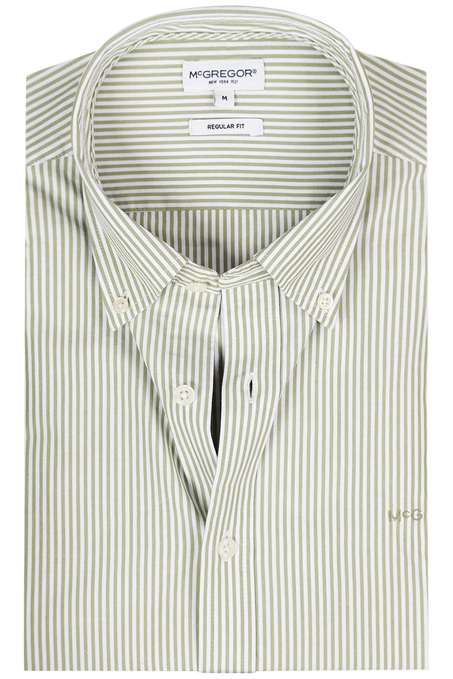 POPLIN STRIPE PEACHED SHIRT MOSS GREEN 6