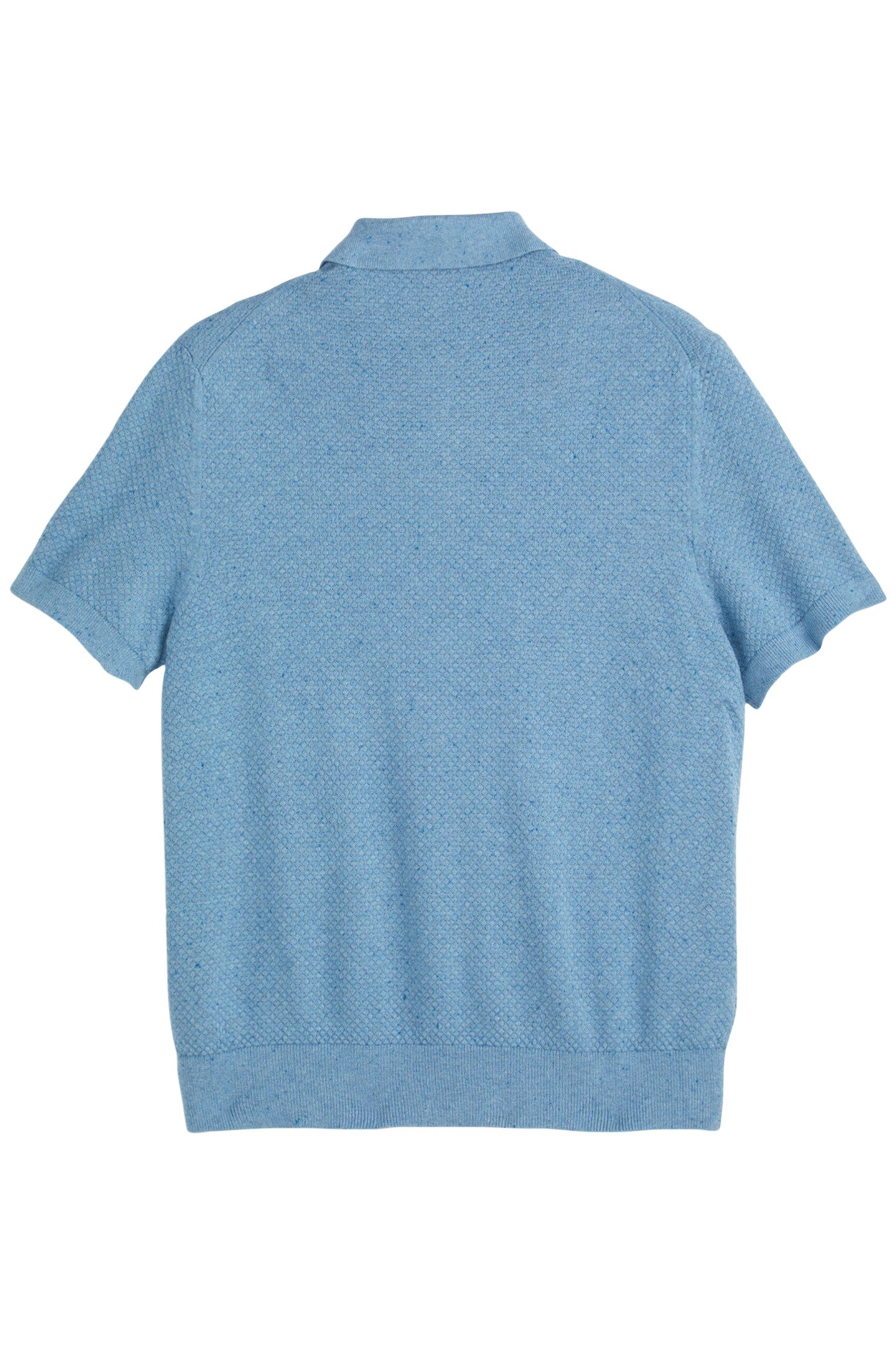 SS NEPS TEXTURE STITCH POLO SWEATER SKY/PEWTER 2