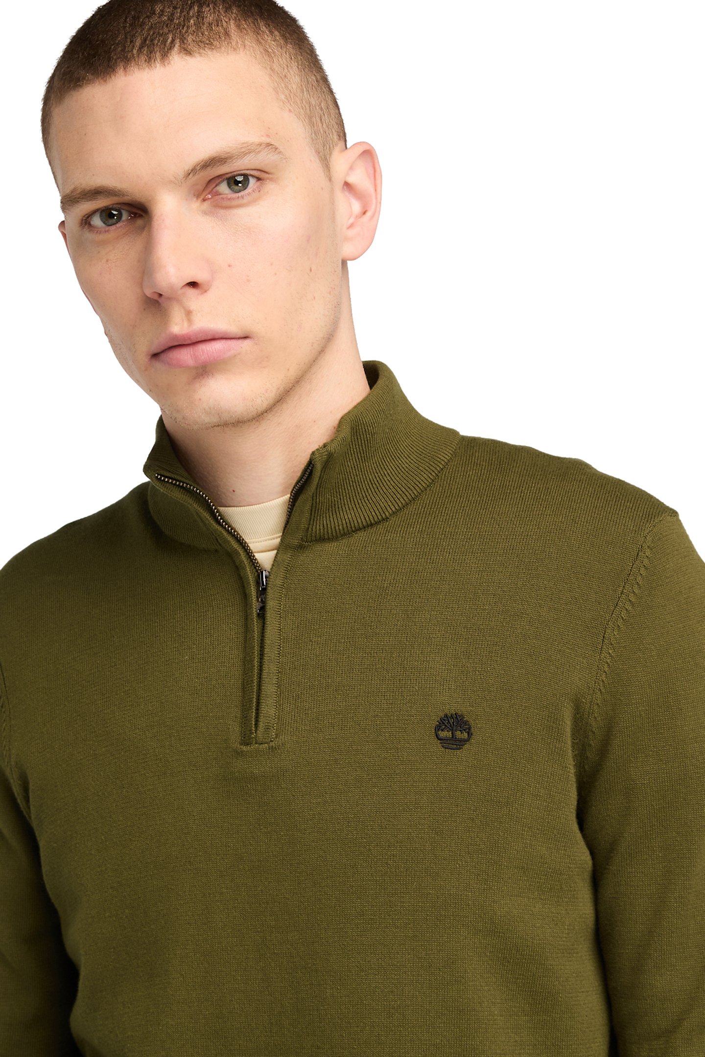 WILLIAMS RIVER COTTON 1/4 ZIP SWEATER DARK OLIVE 5