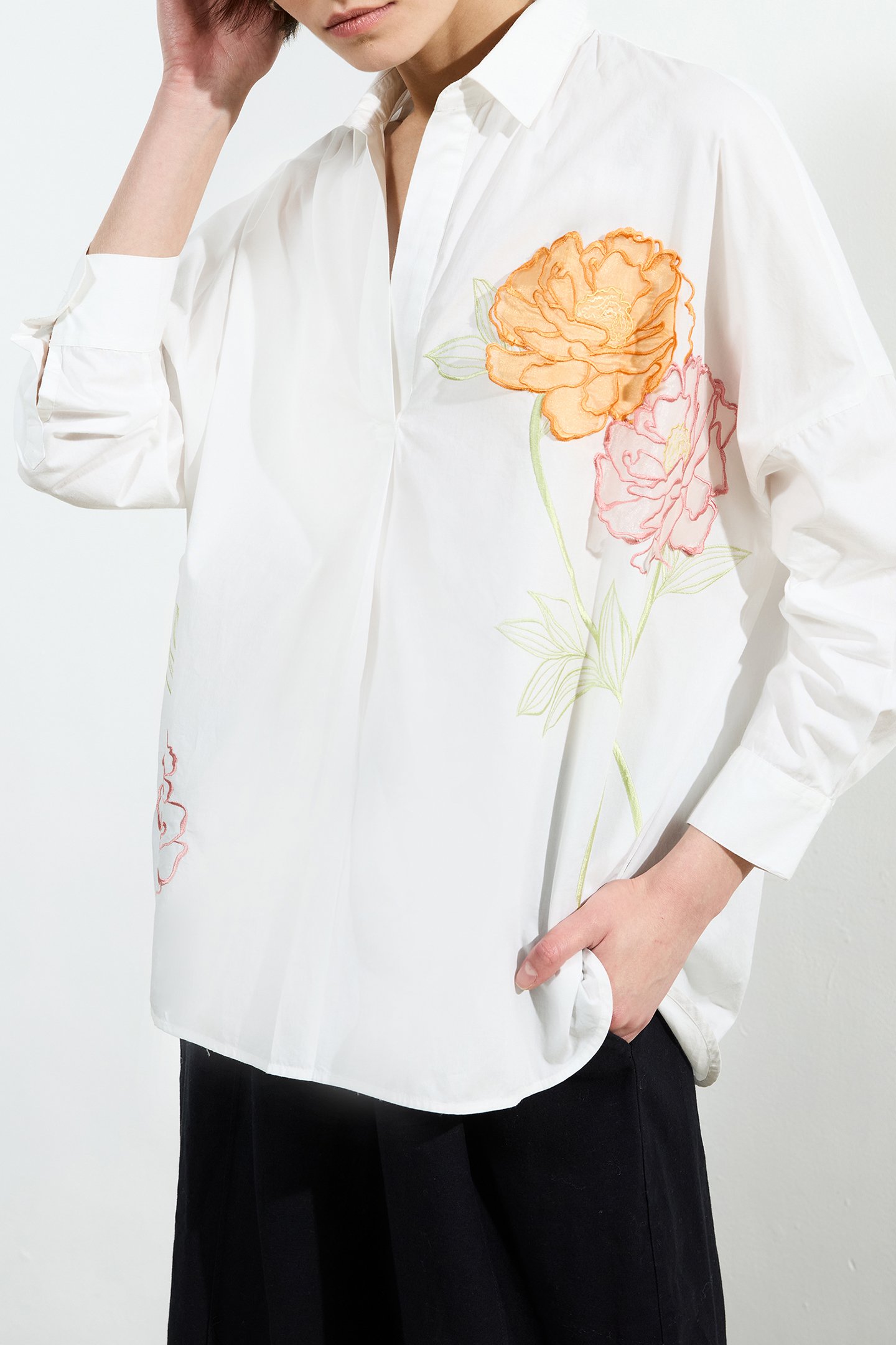 CAMBRIA COTTON POPOVER SHIRT LINEN WHITE 1