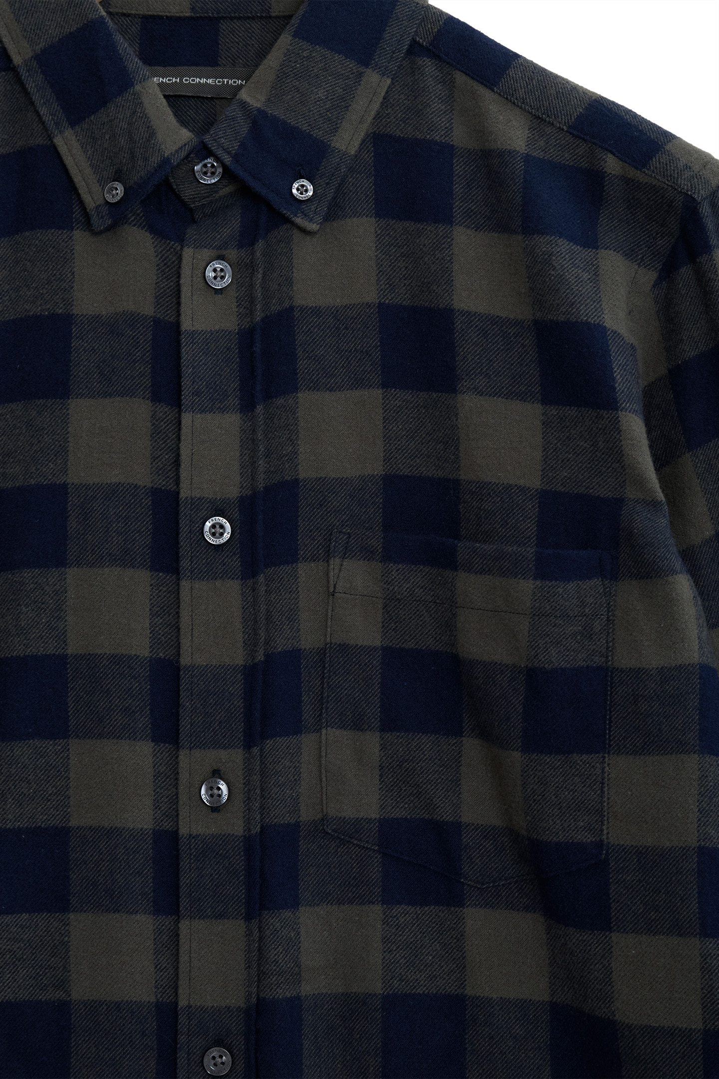 LARGE GINGHAM FLANNEL LS KHAKI/MARINE 3