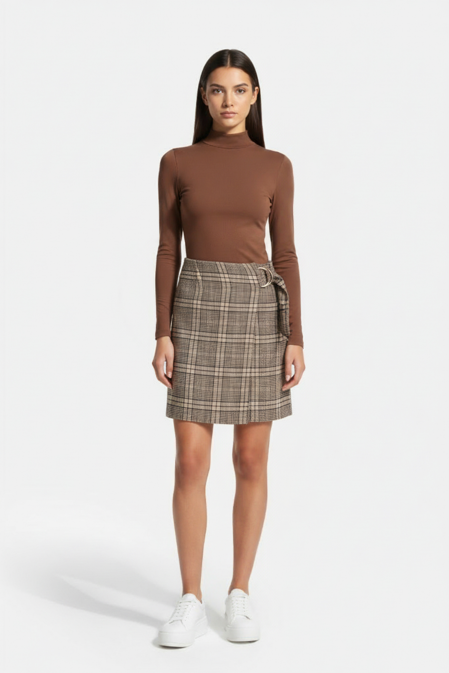 WRAP MIDI SKIRT IN BROWN 1