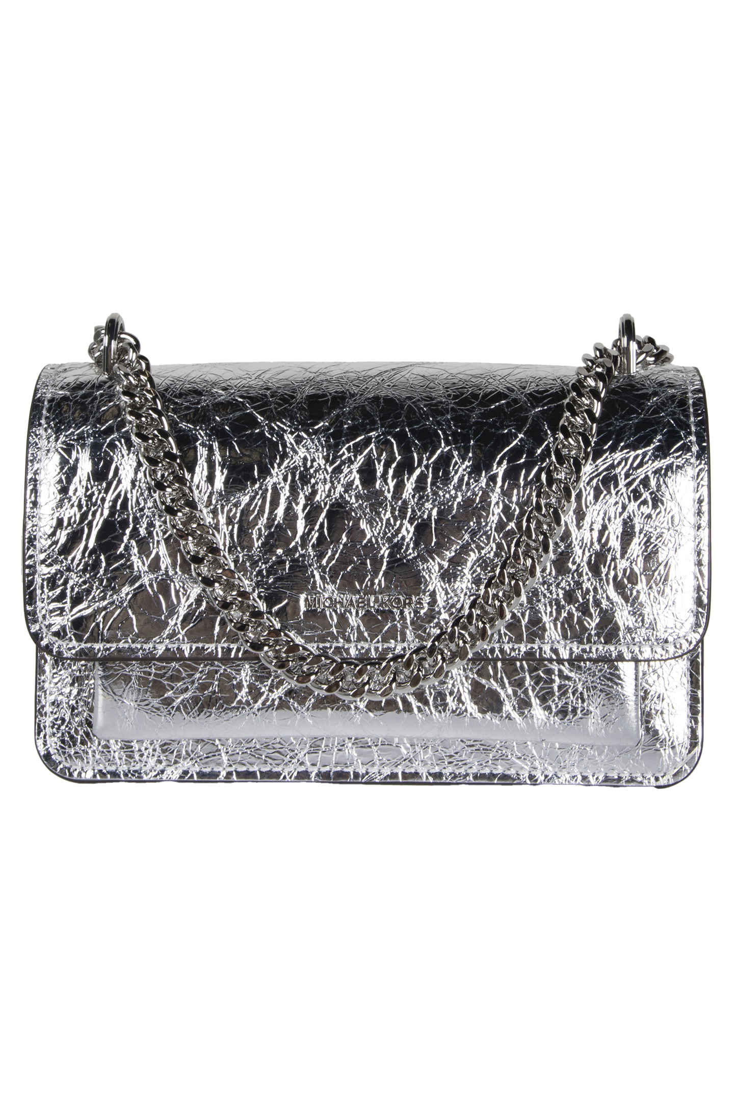 LEATHER SHOULDER BAG IN SILVER 2