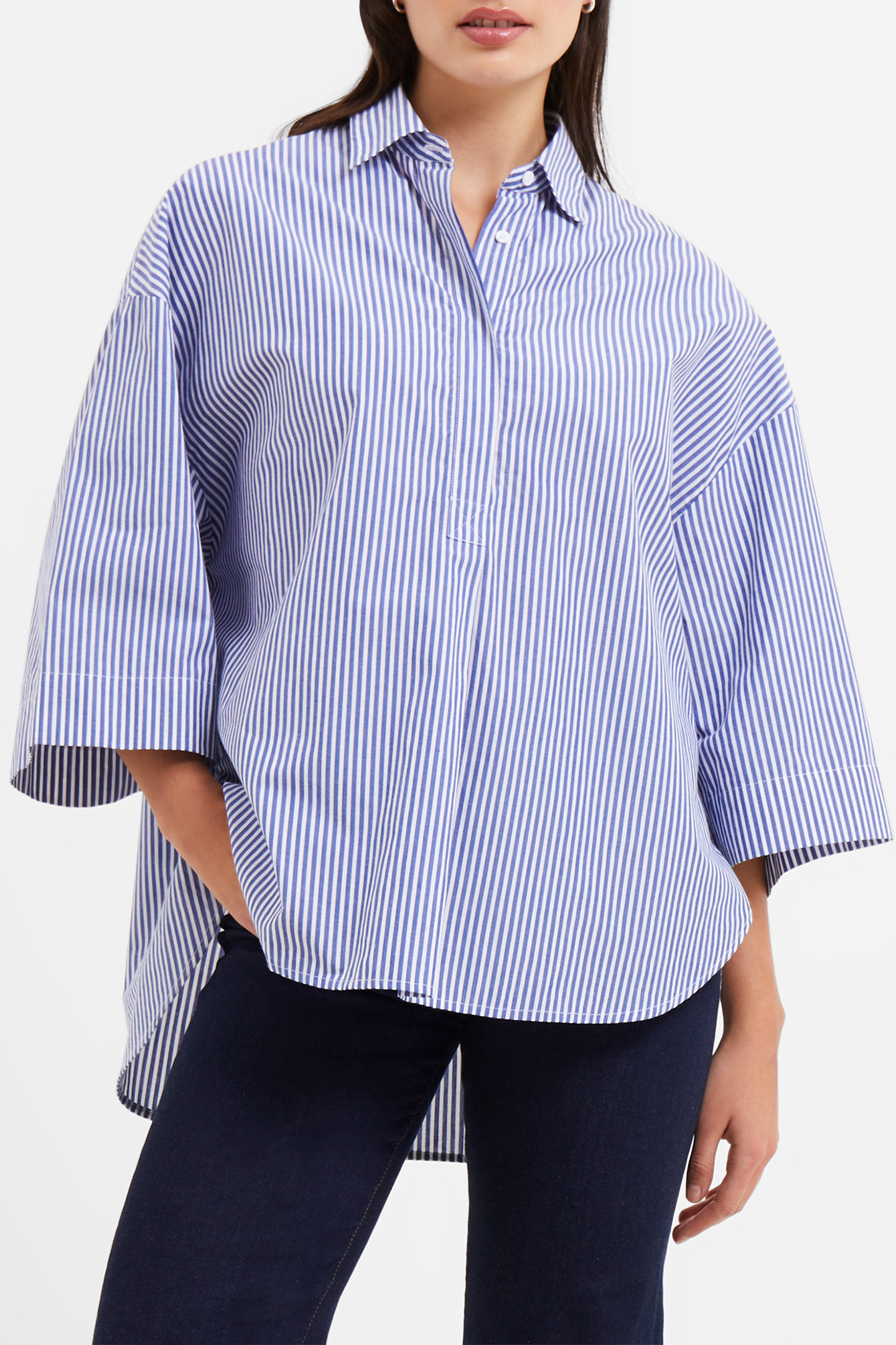 RHODES POP STRP SS POPOVR LINEN WHITE/MARINE 1