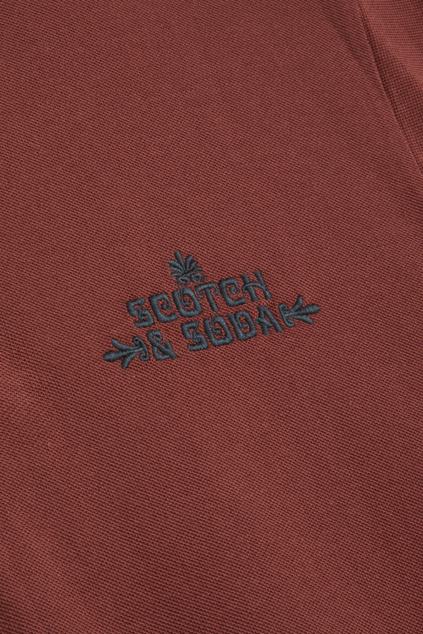 PIQUE SS POLO BROWN/RED 2