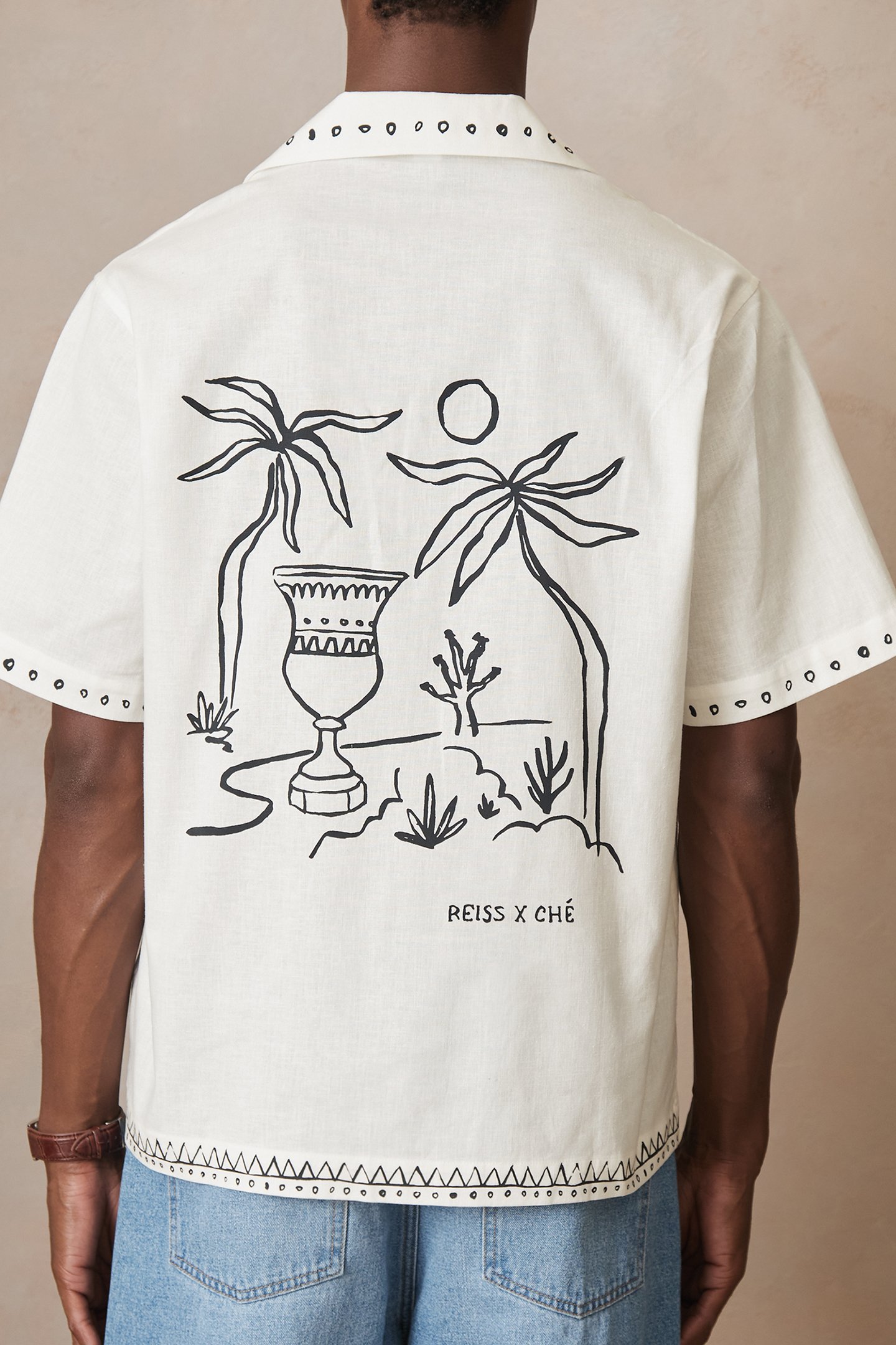 SS BRUSHSTROKE PRINTED LINEN CUBAN SHIRT WHITE 2