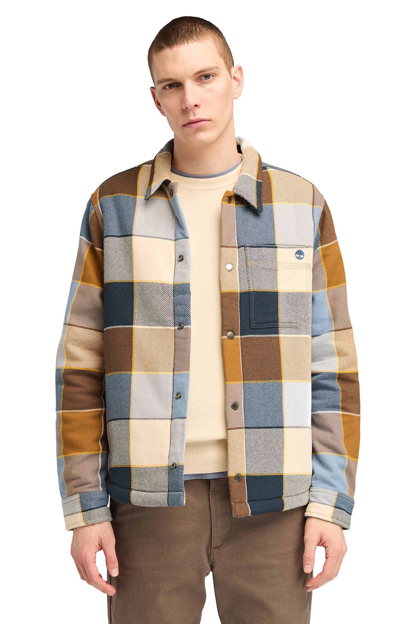 SHERPA LINED PLAID OVERSHIRT DARK WHEAT BOOT 1