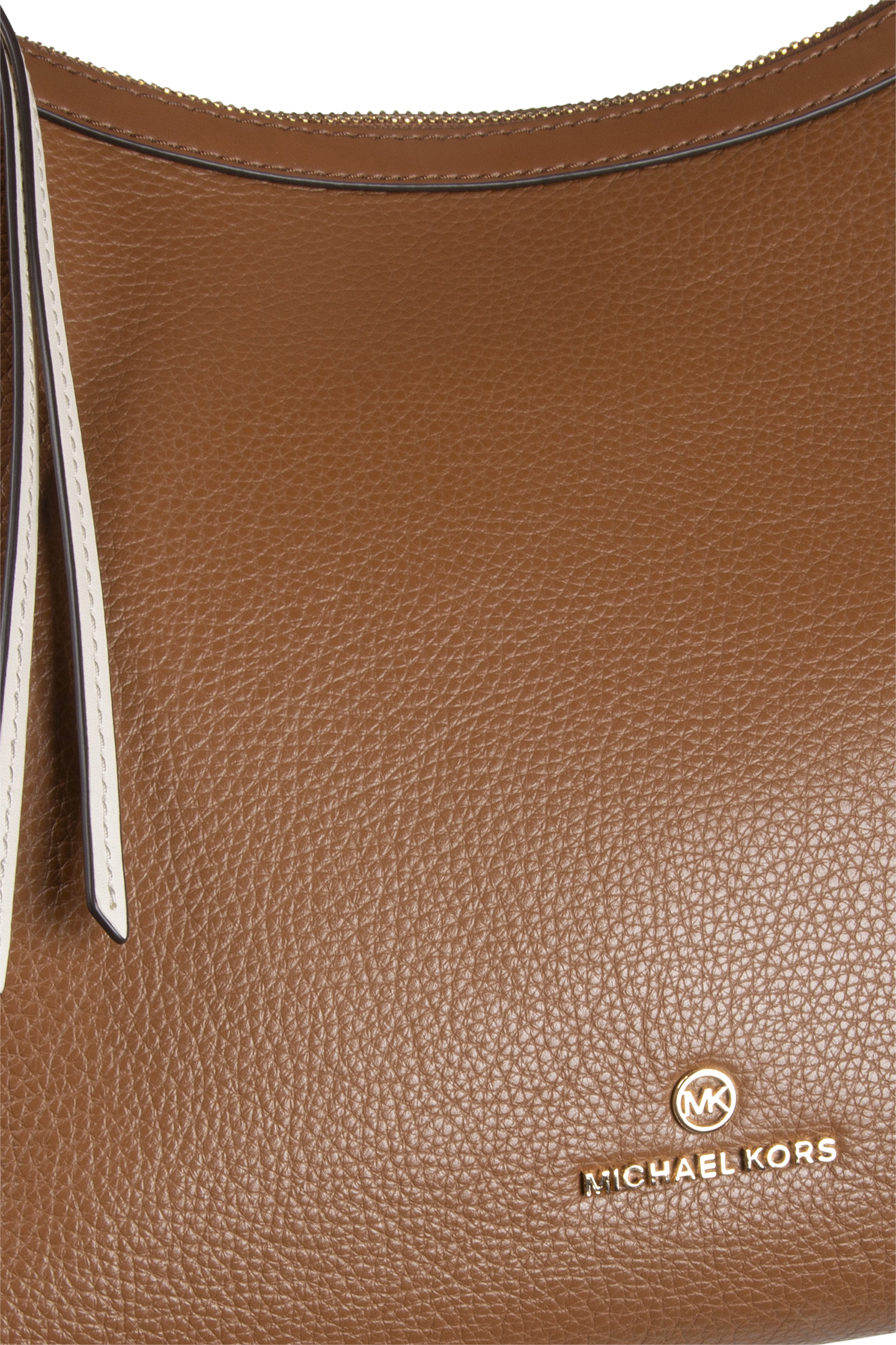 LEATHER HOBO SHOULDER BAG IN CREAM AND BROWN 5