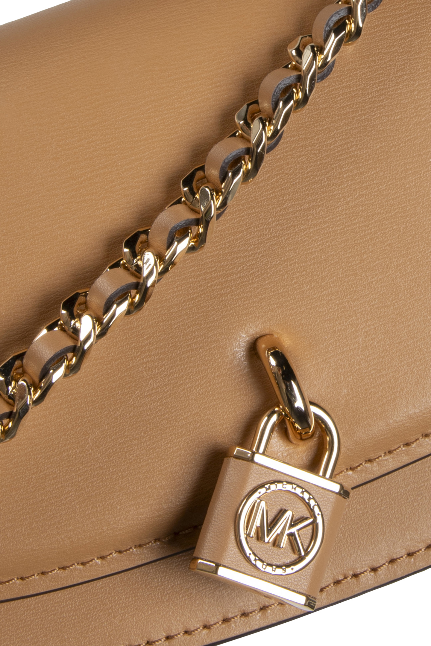 LEATHER CHAIN SLING MESSENGER SHOULDER BAG IN BEIGE 5