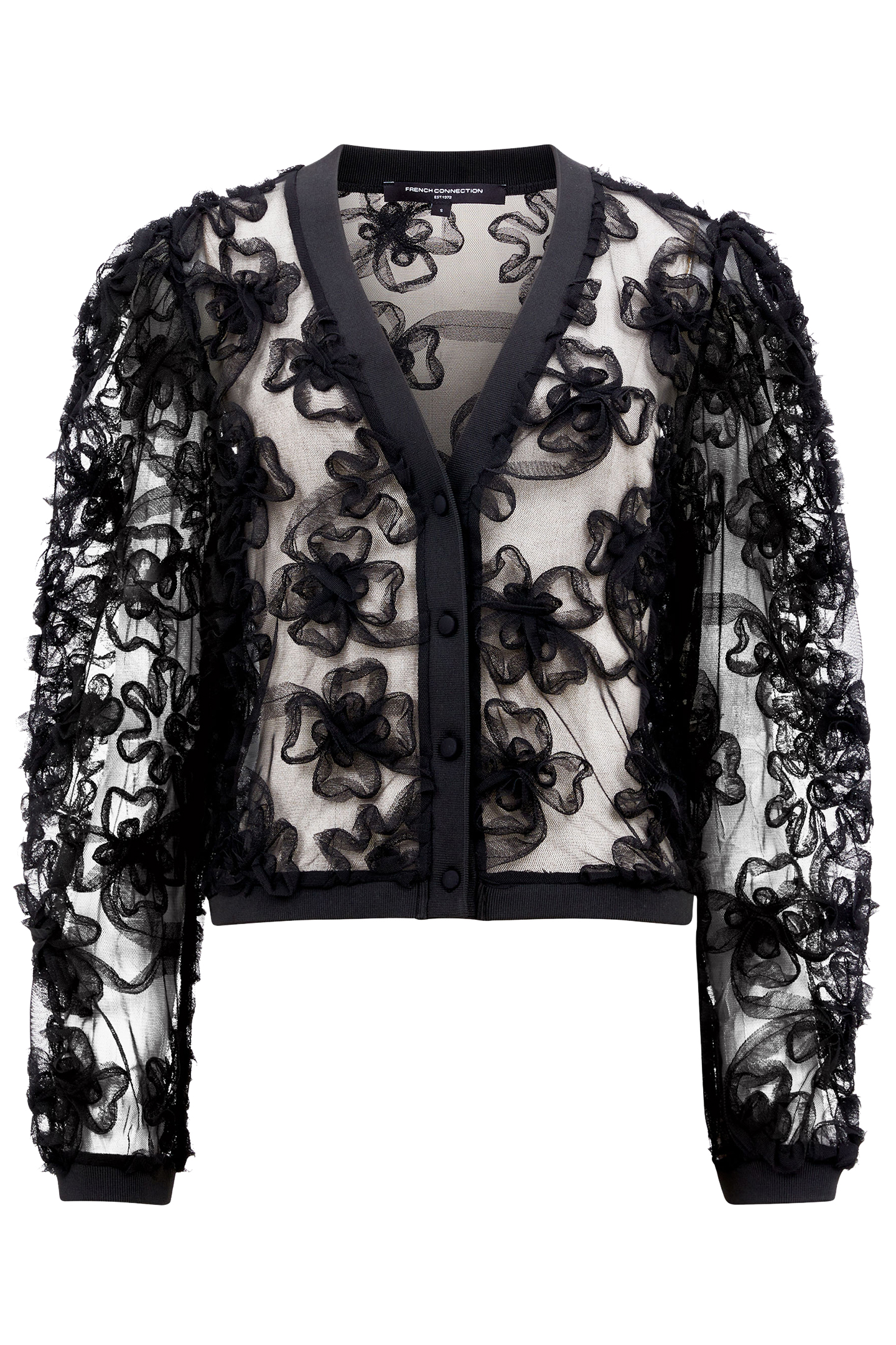 APPLIQUE MESH CARDIGAN BLACK 4