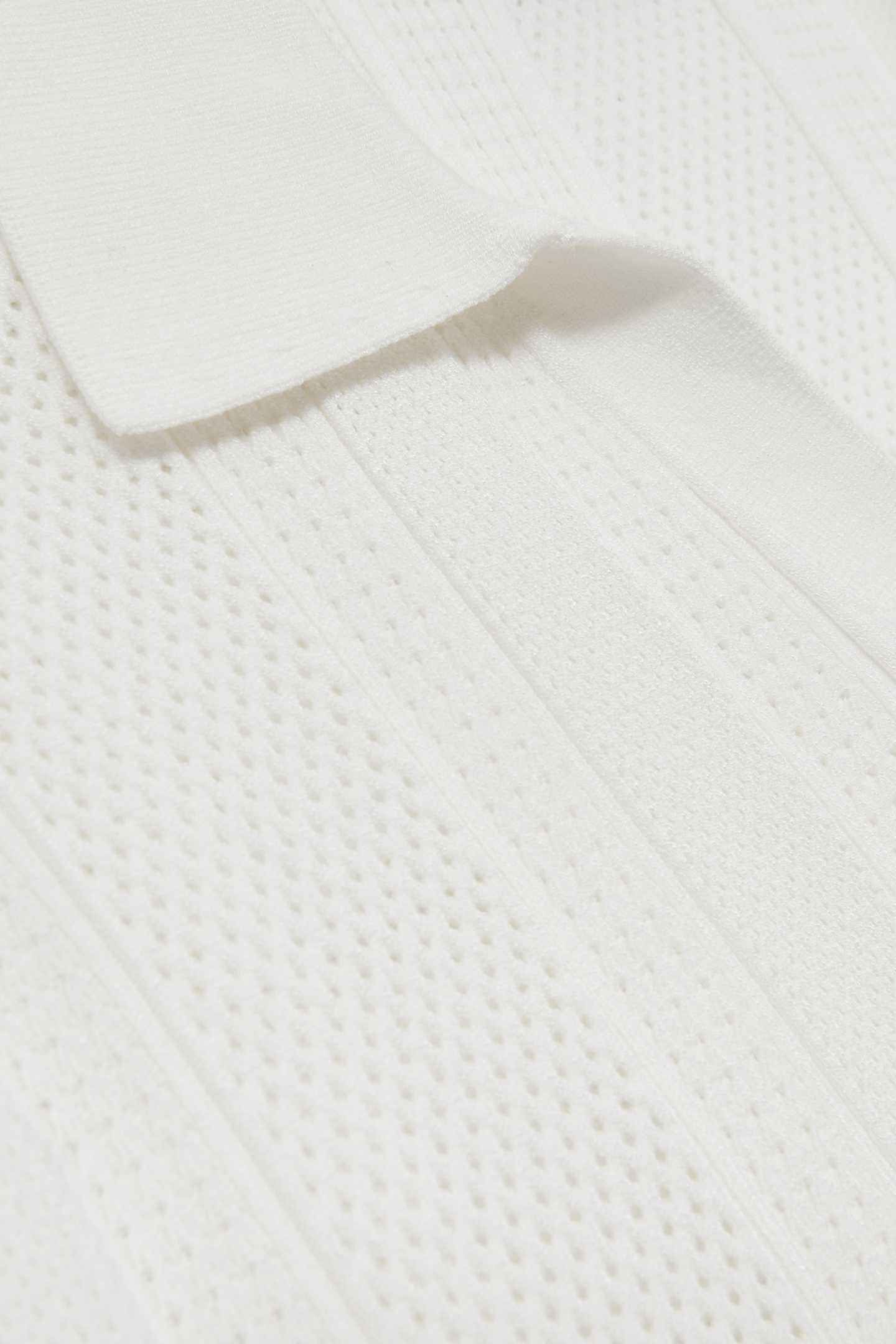 SS OPEN COLLAR STRIPE TEXTURED KNITTED POLO WHITE 7