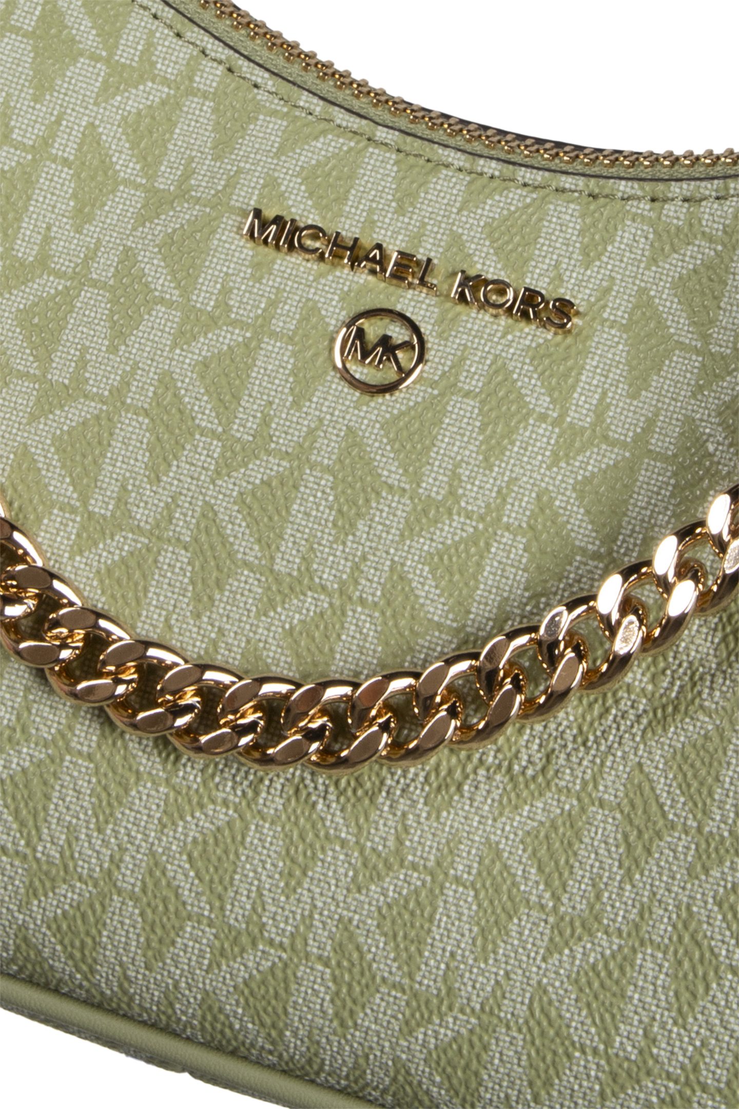 SMALL LEATHER CHAIN POUCHETTE SHOULDER BAG IN SAGE 5