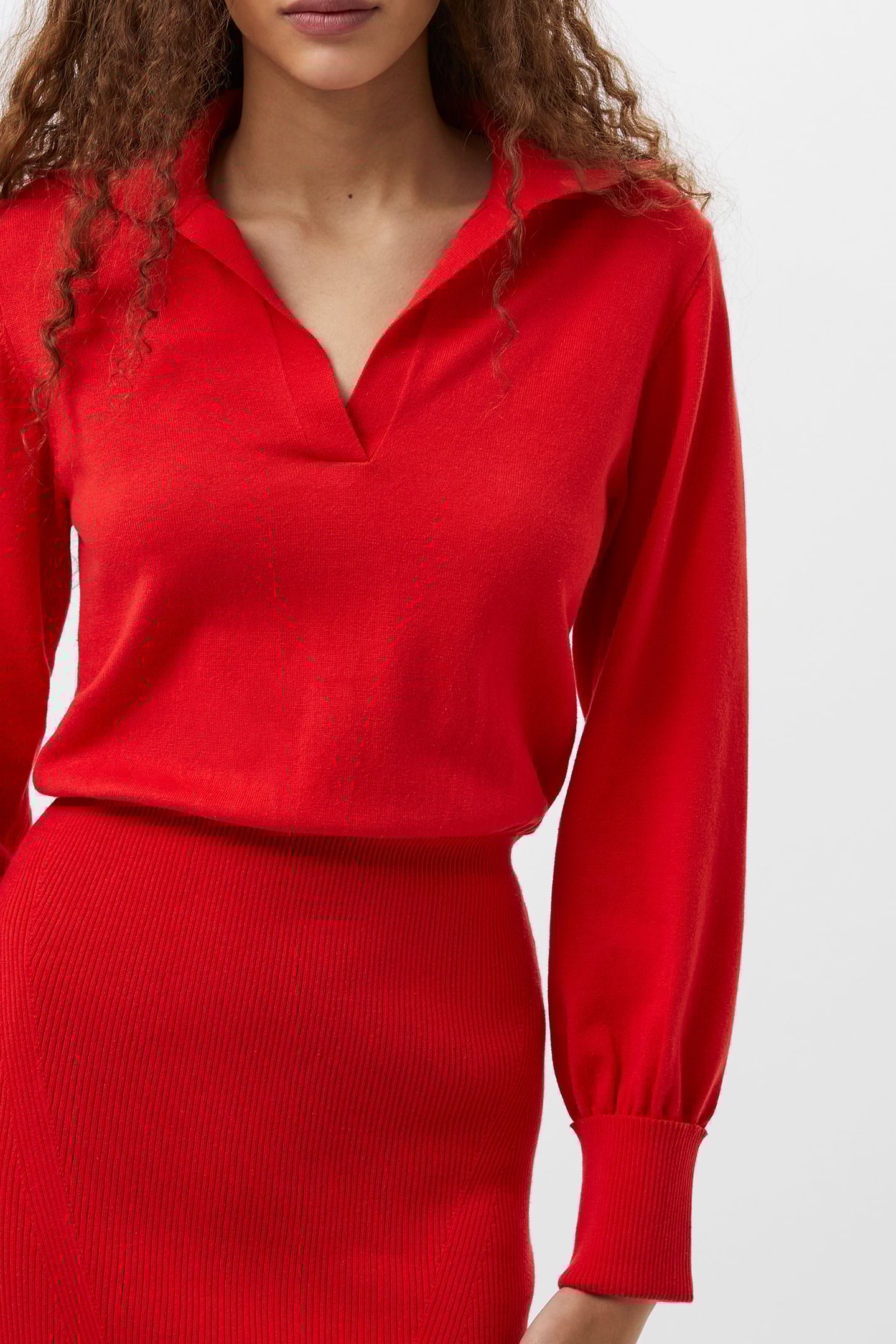 MOZZA COLLARED MIDI DRESS SCARLET RED 3