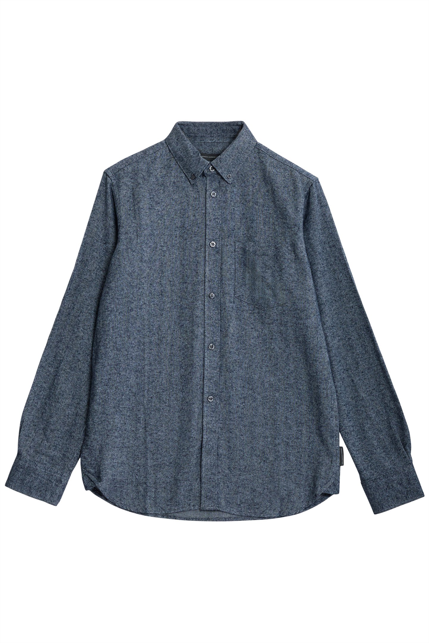 HERRINGBONE FLANNEL LS LGT GREY MEL/MARINE 1