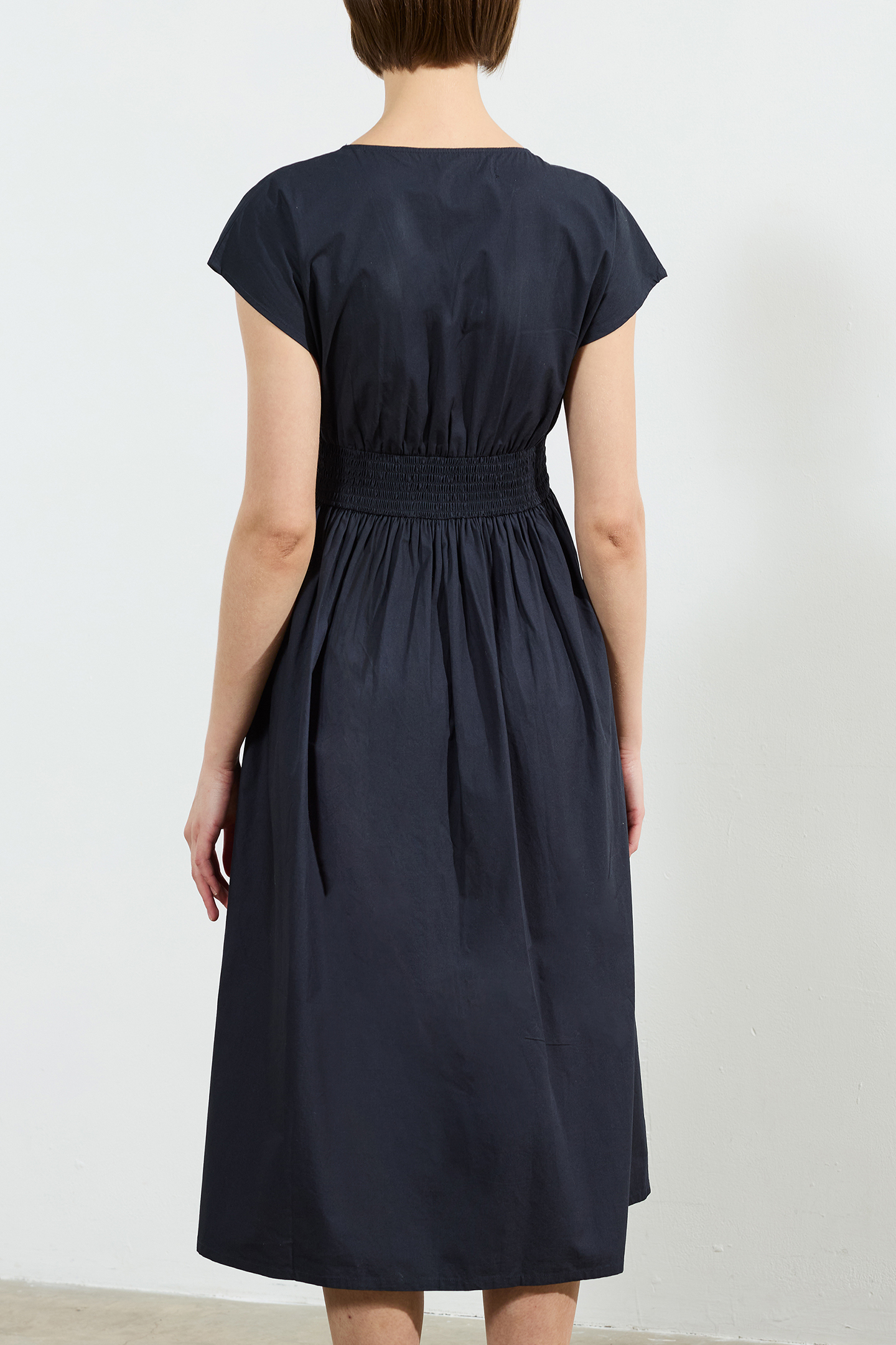 BARLETTA POPLIN TIE MIDI DRESSS NAVY 2