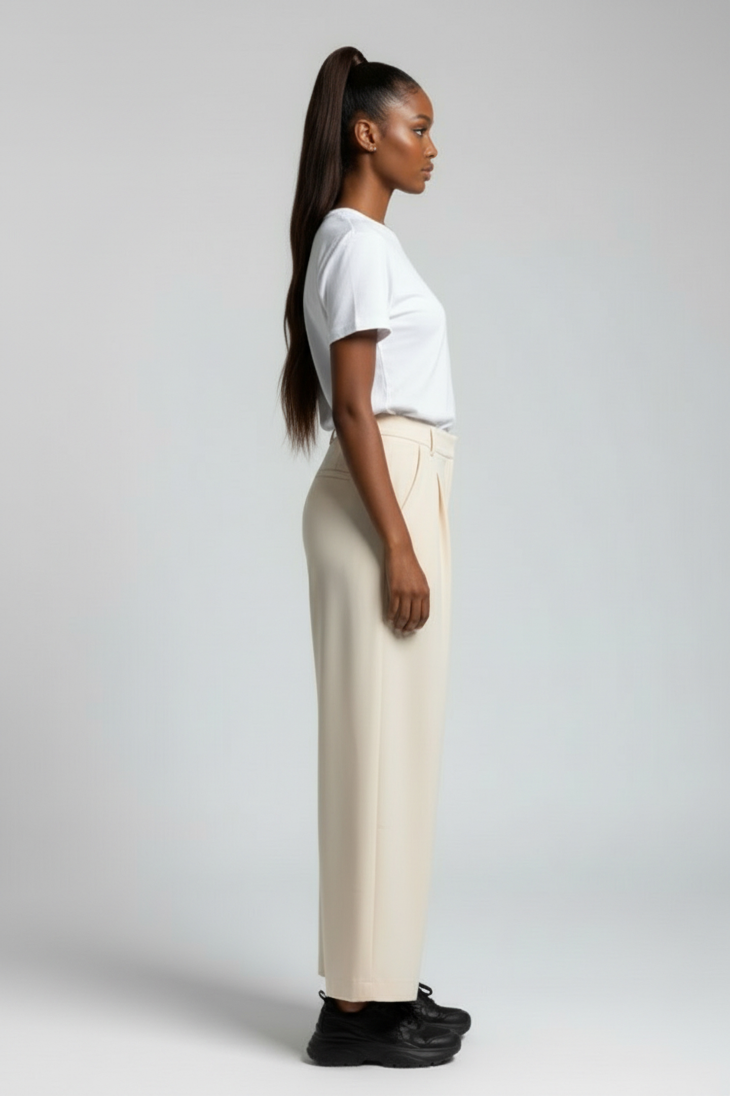 SLEEK TAILORED WIDE LEG SUIT TROUSERS CLASSIC CREAM 3