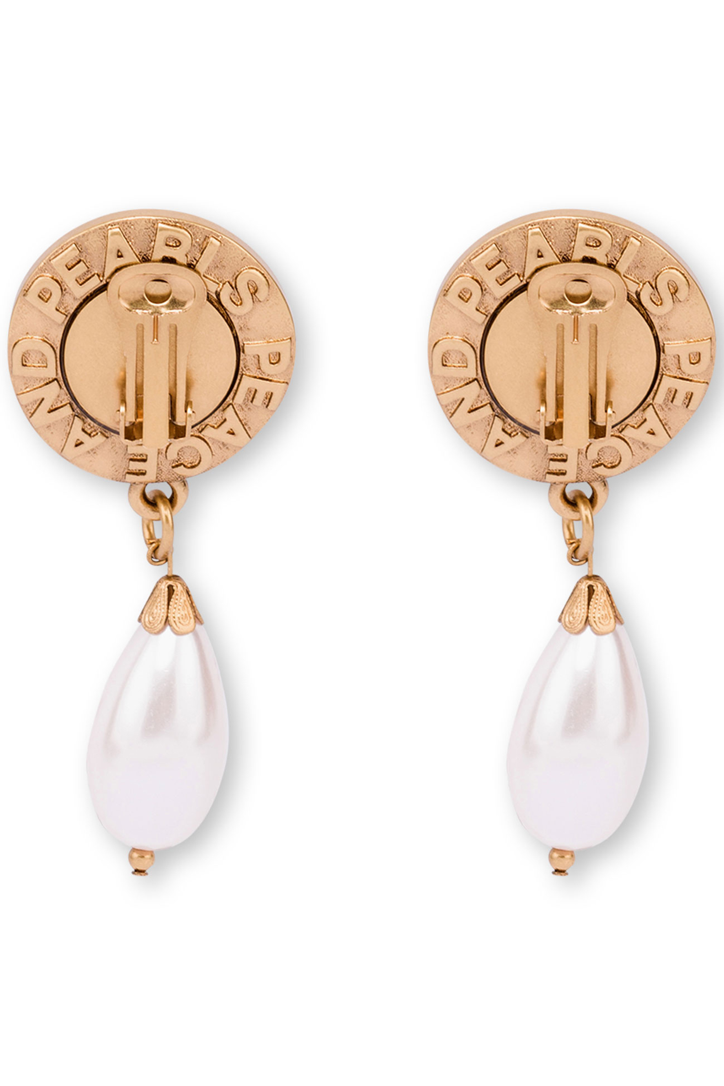 PEACE & PEARLS DROP EARRINGS GOLD 1