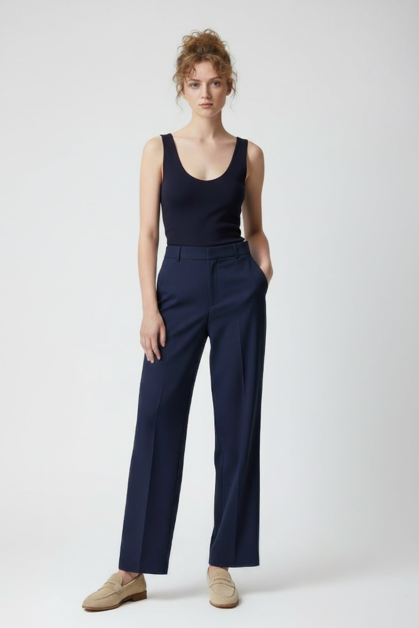 COTTON ORGANIC STRETCH TANK UTILITY BLUE 1