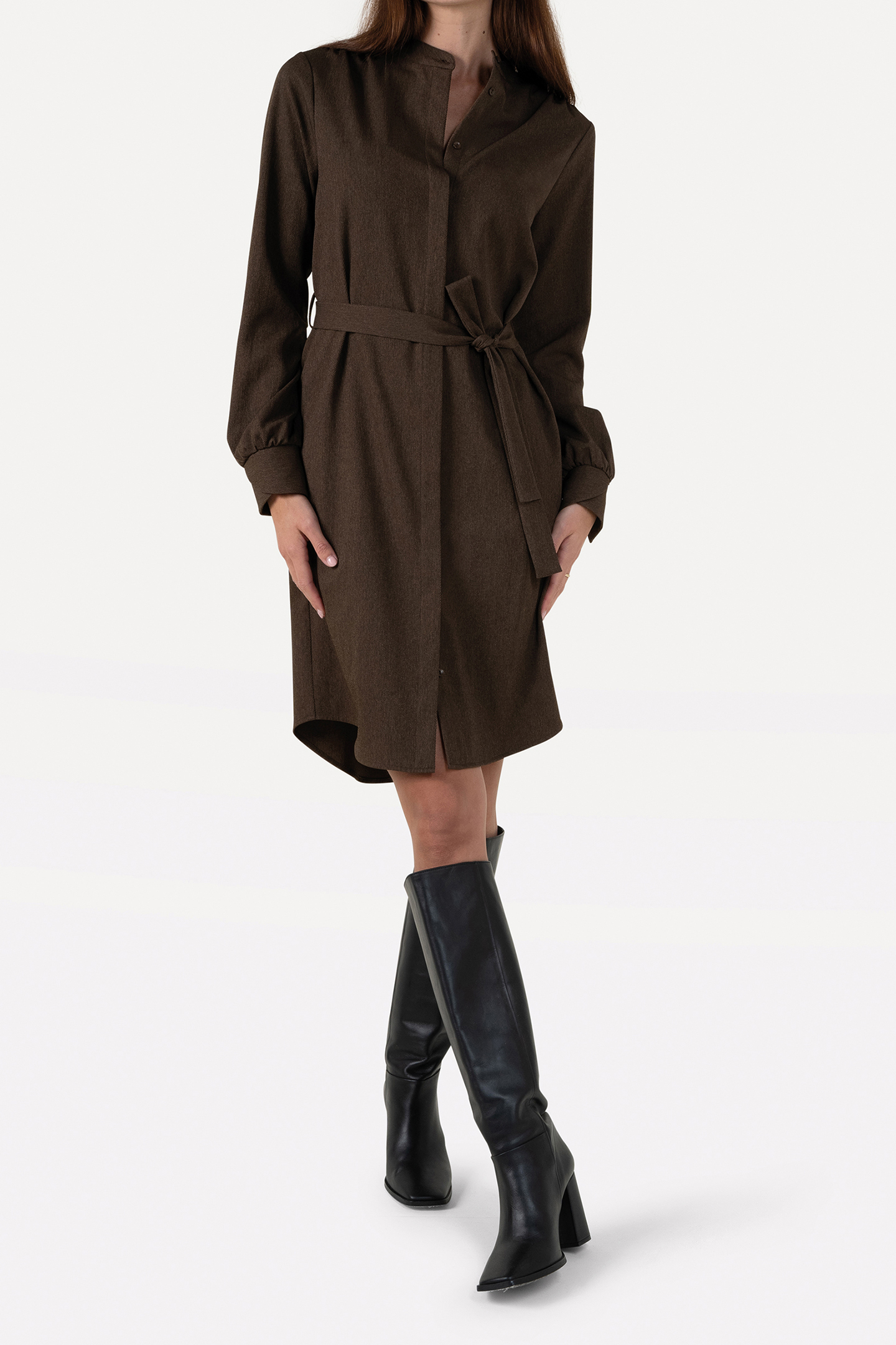 DALYCE DRESS LONG SLEEVE SLATE BLACK 1