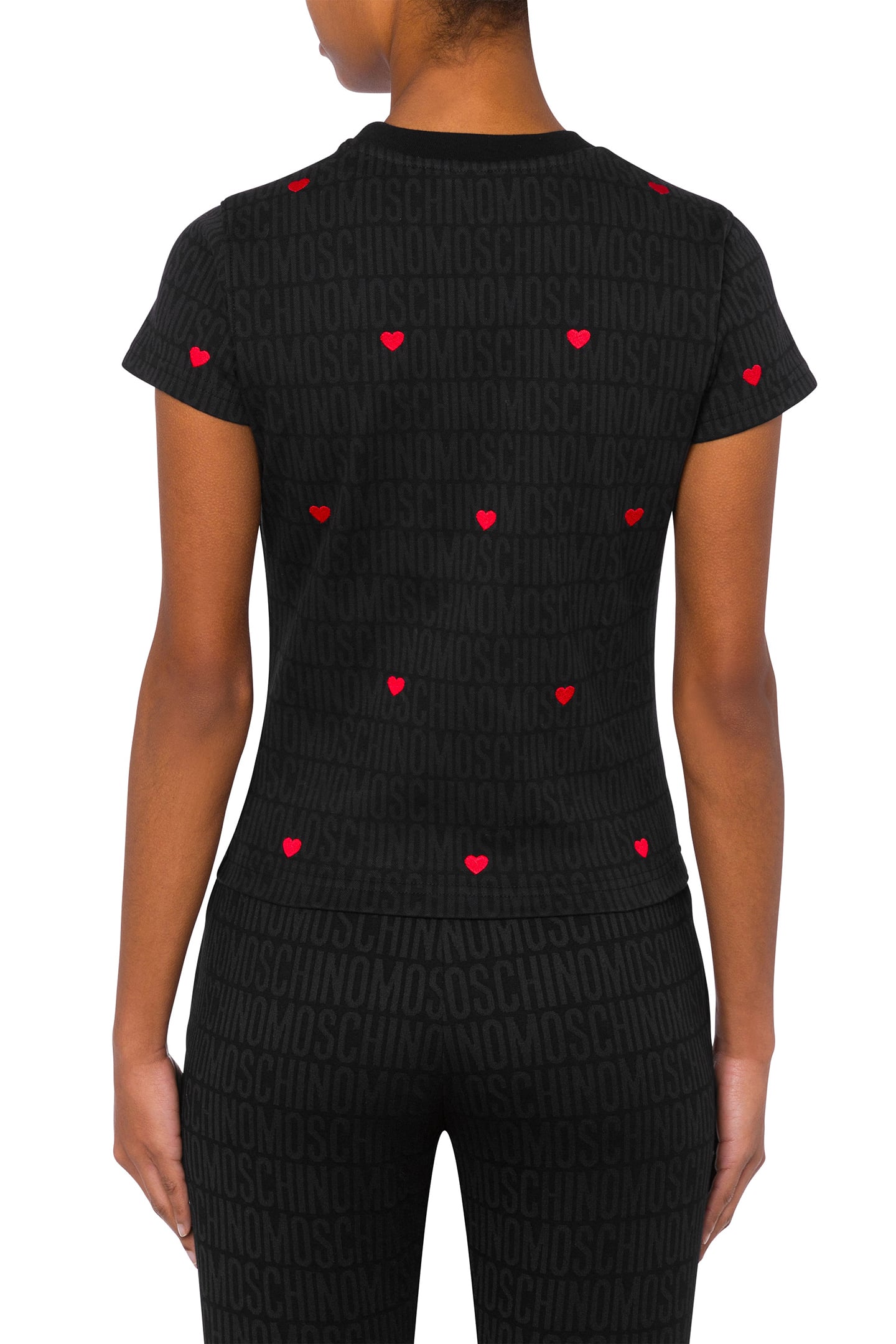 JERSEY T-SHIRT WITH ALLOVER LOGO HEARTS BLACK 2