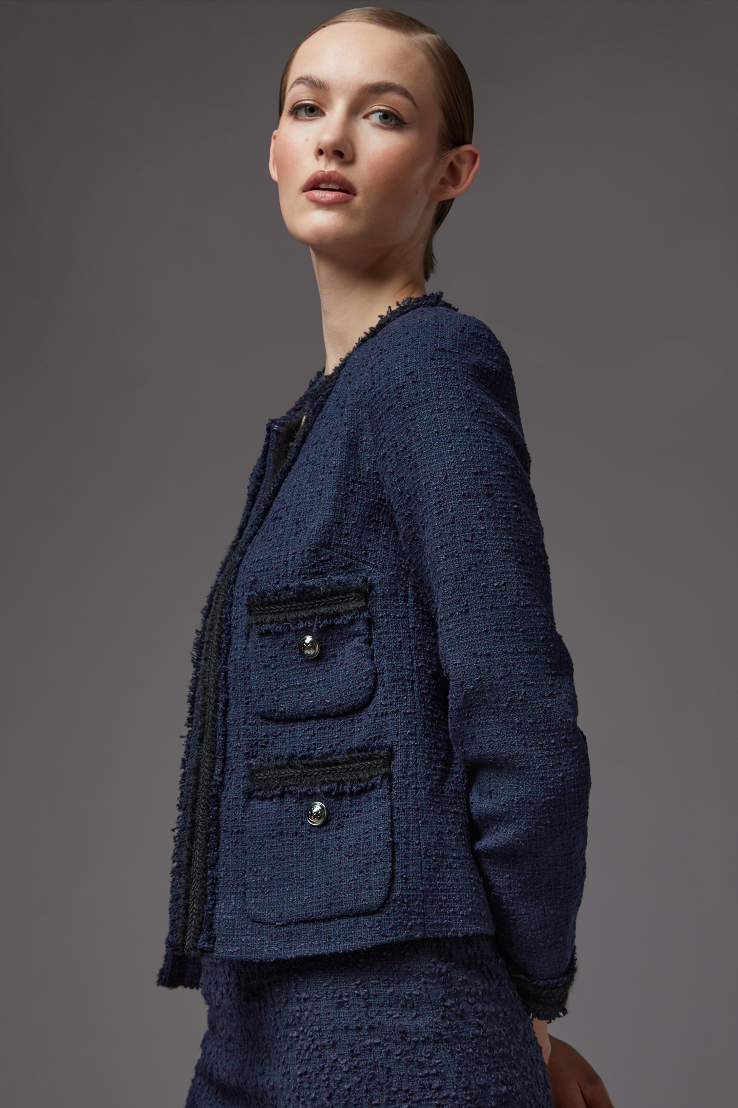 JK CHARLEE - BOUCLE TRIM NAVY 3