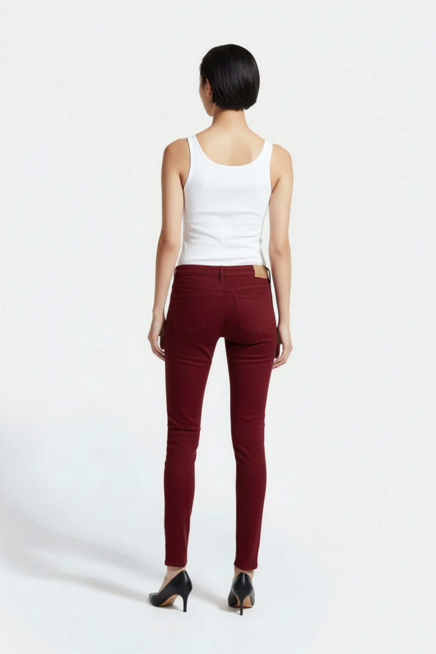 COTTON FITTED PANTS IN RED 2