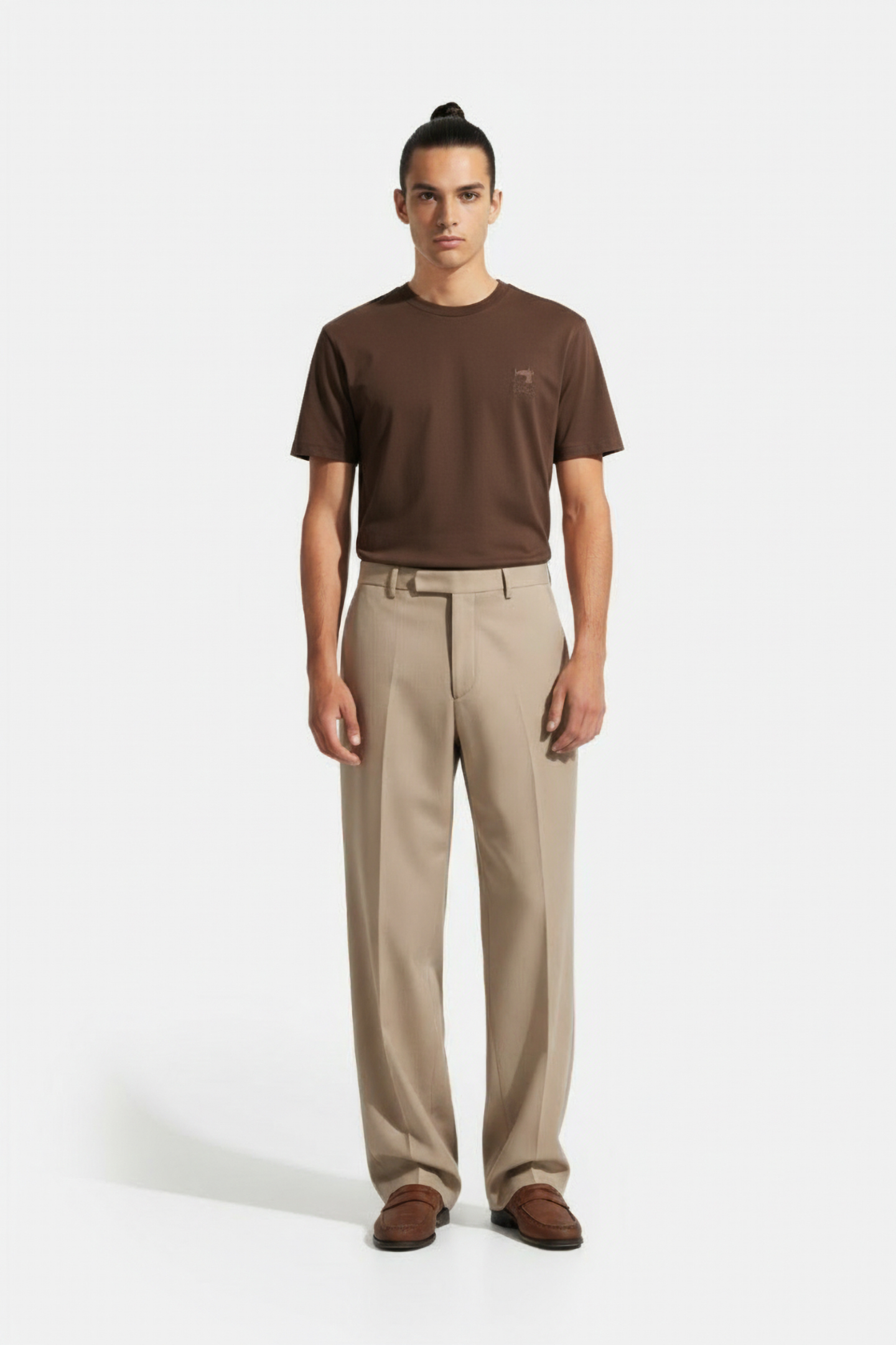 SS DOUBLE NECK GRAPHIC TEE DARK BROWN 1