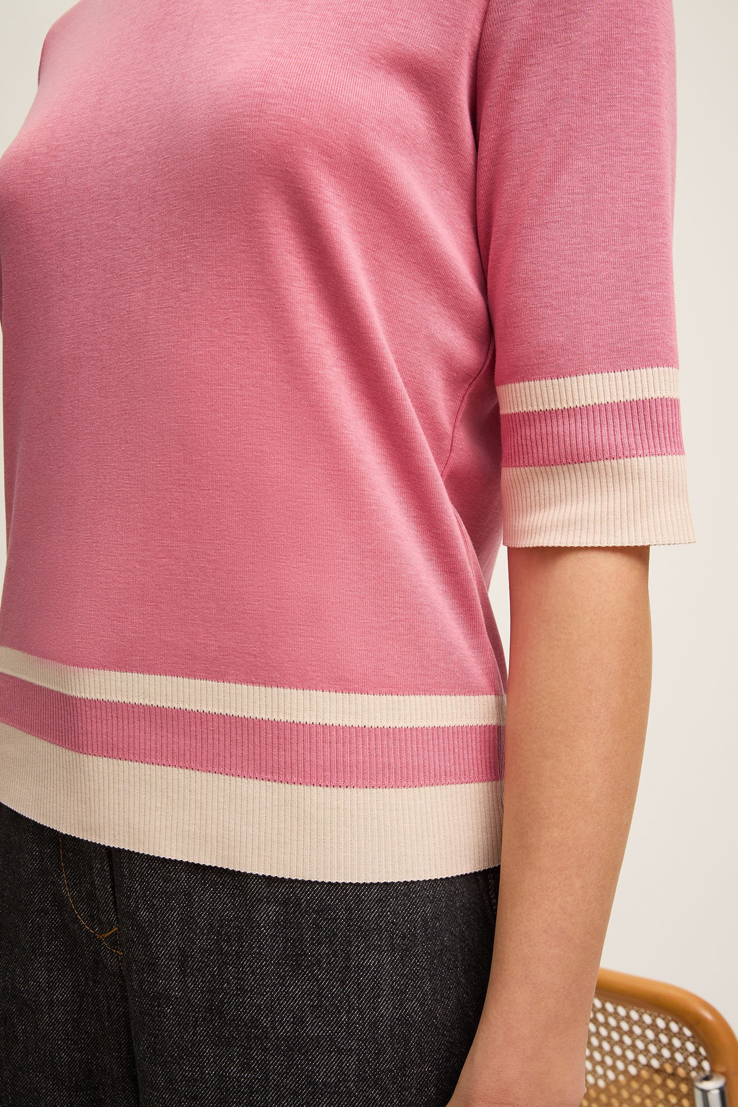 TJ MICHA STRIPE TOP PINK 5