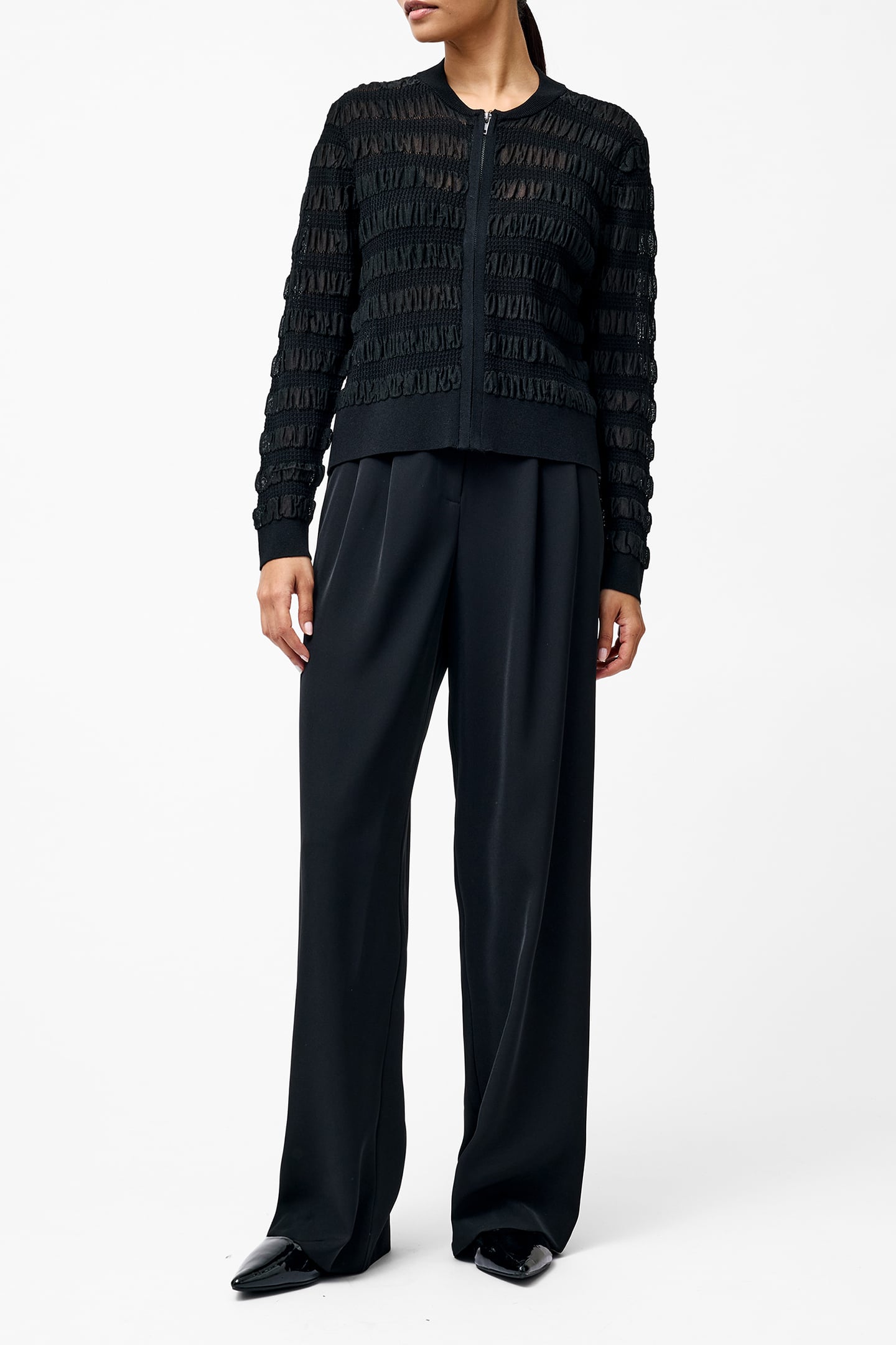 MELBA TEXTURED L/S CARDIGAN BLACK 1