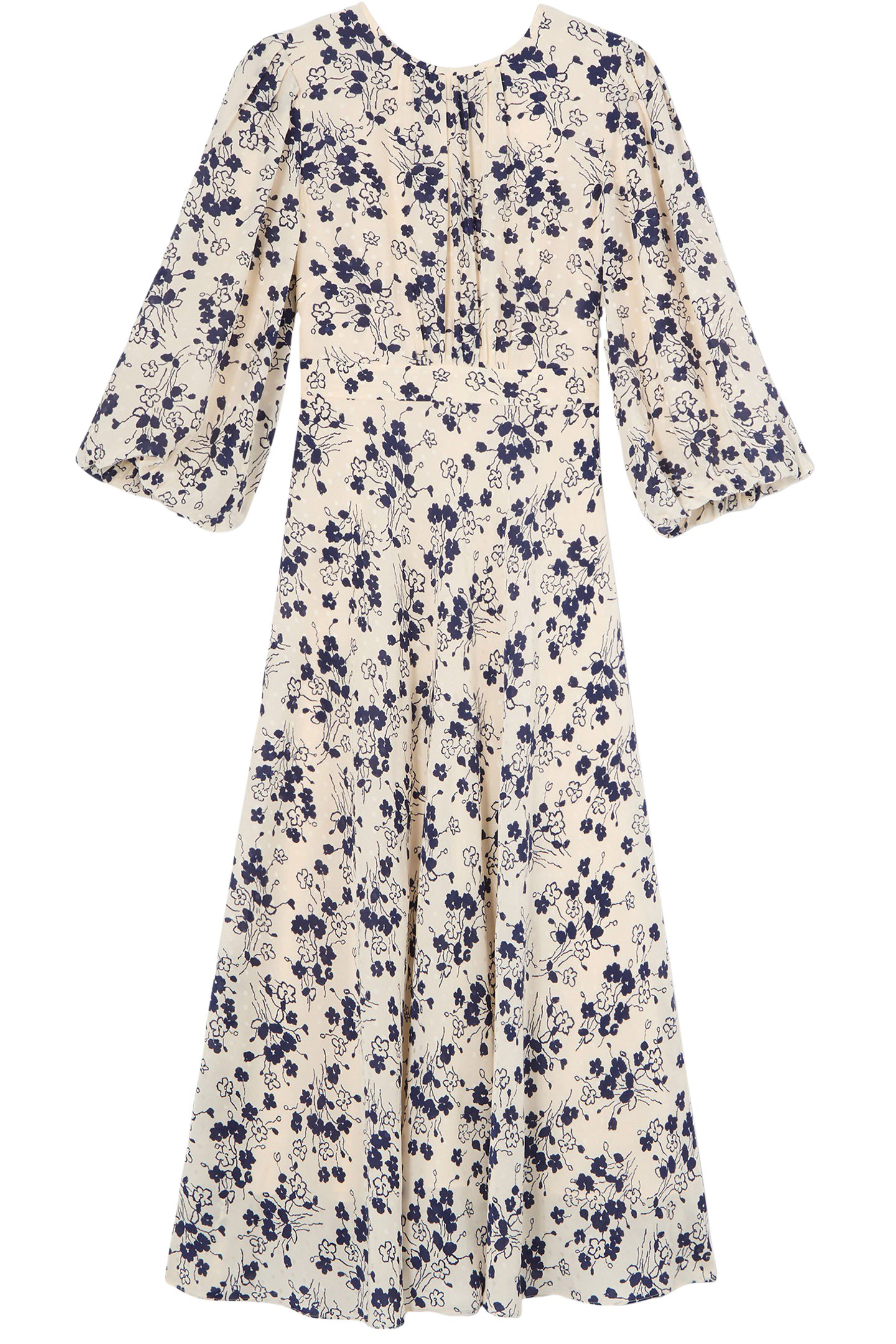 DR LOIS FULL SLEEVE DRESS CREAM/BLUE 4