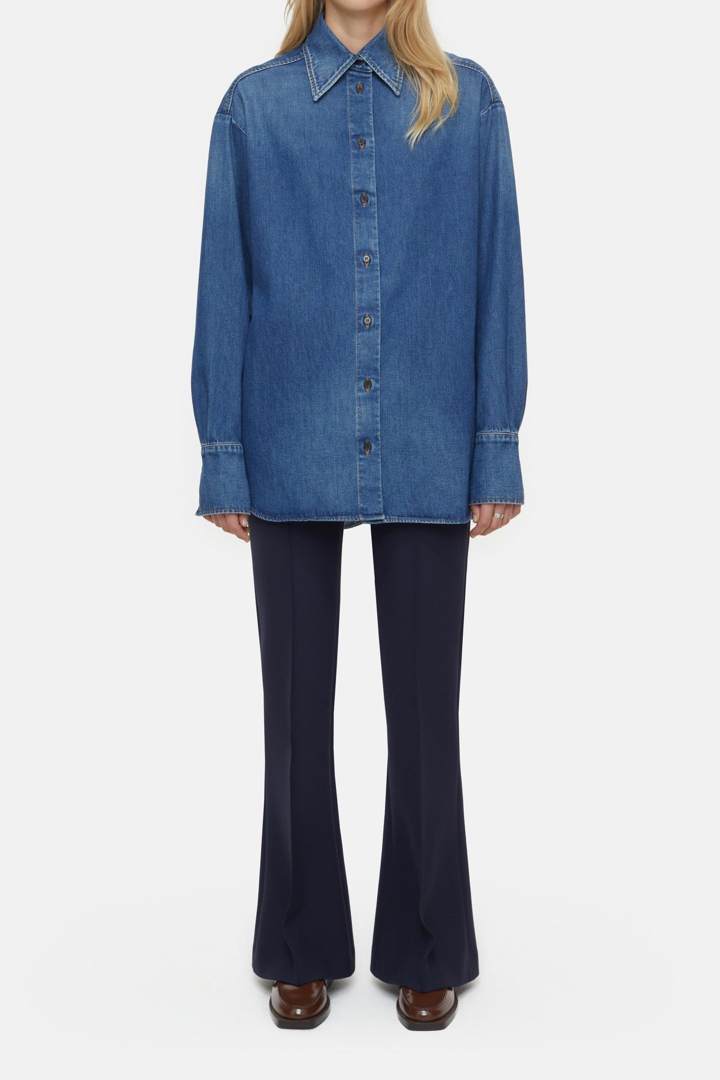 BOXY LONG SLEEVE SHIRT DARK BLUE 1