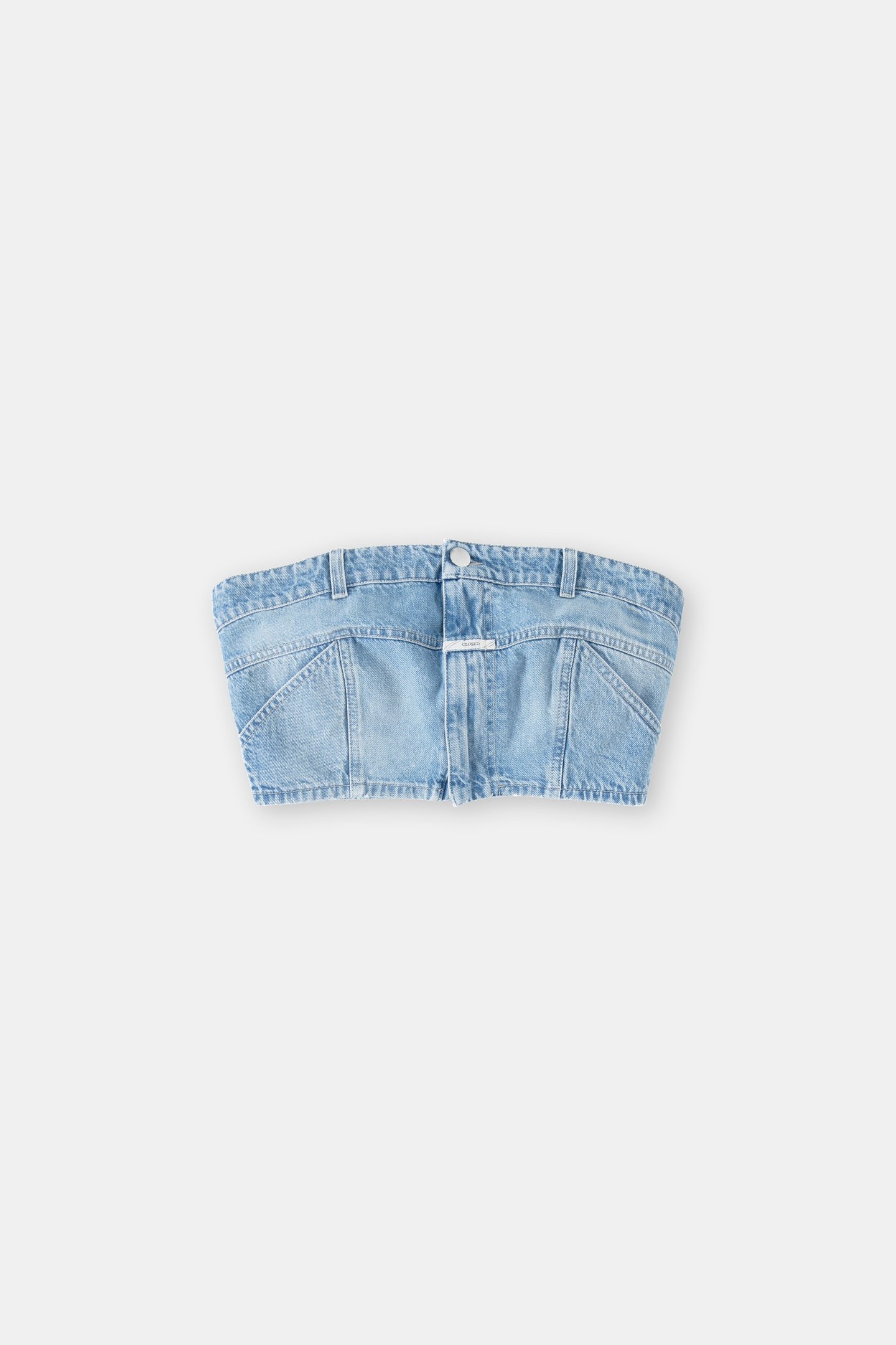 DENIM BUSTIER SHIRTS & BLOUSES MID BLUE 4