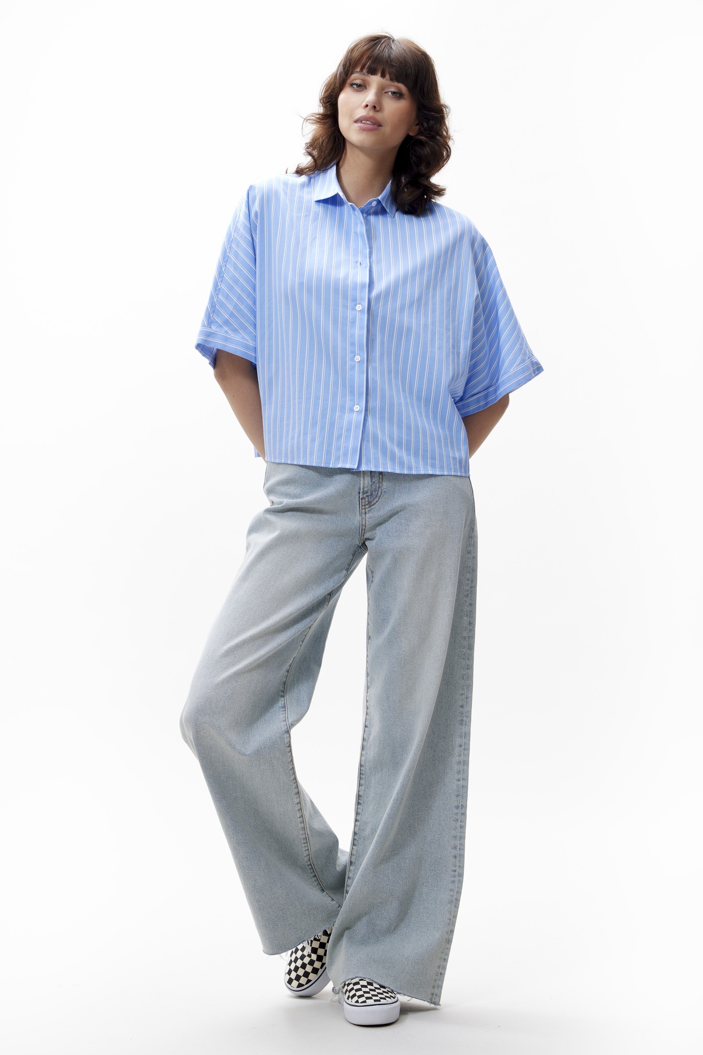 SHORT SLEEVE BLOUSE CORNFLOWER BLUE 1