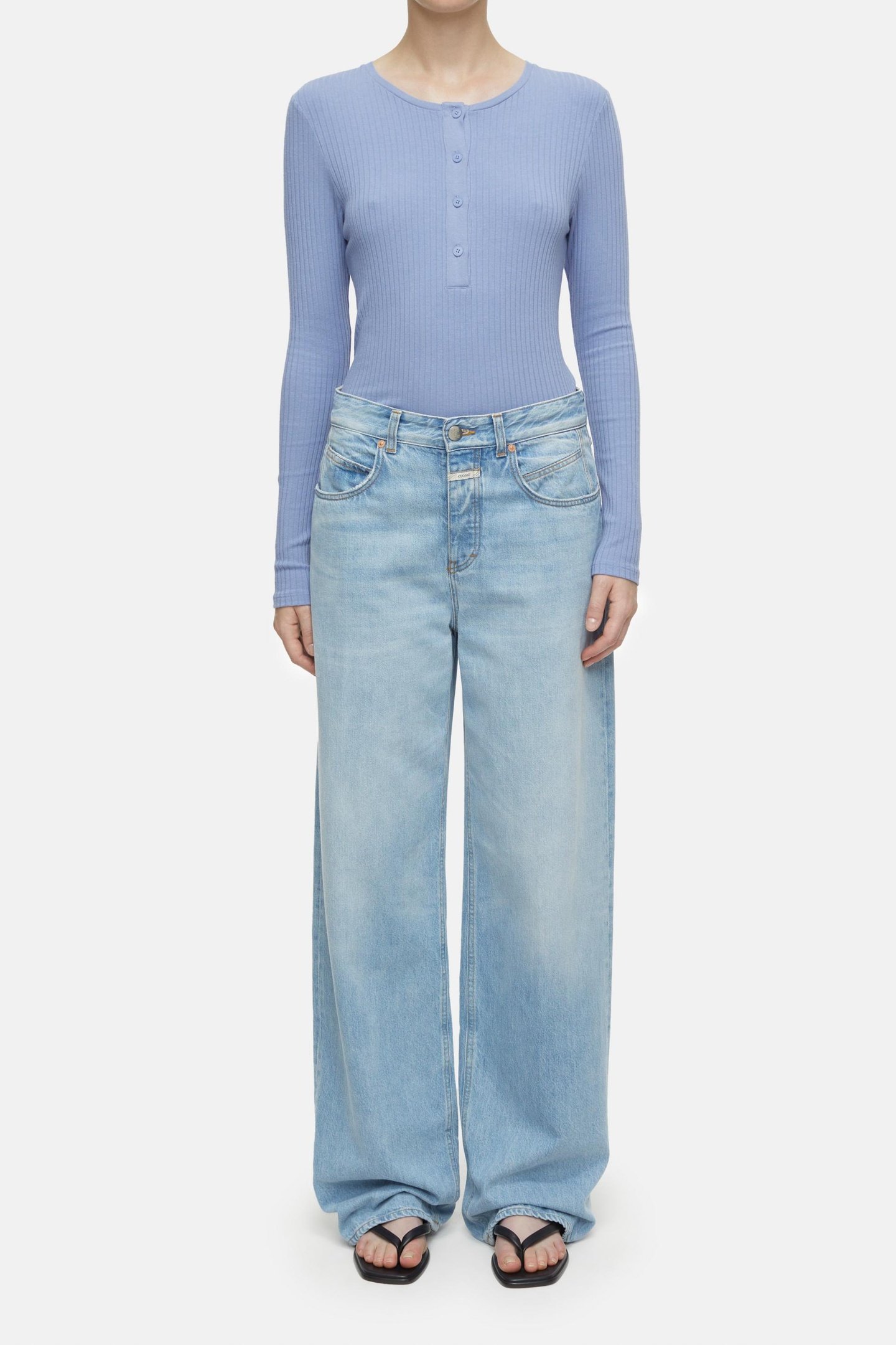 HALF PLACKET LONGSLEEVE T-SHIRTS BLUE HORIZON 1