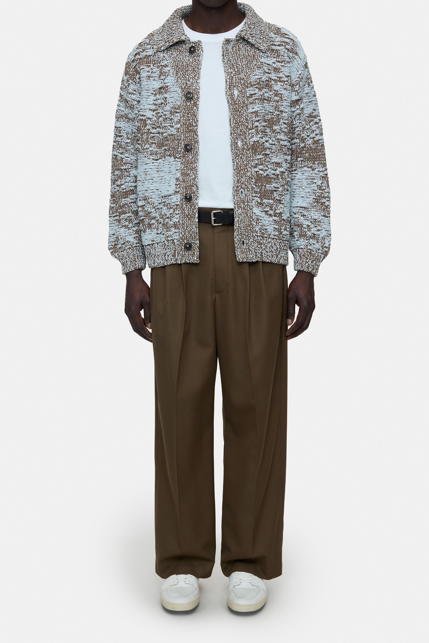 JACQUARD CARDIGAN KNITS TEAK WOOD 1