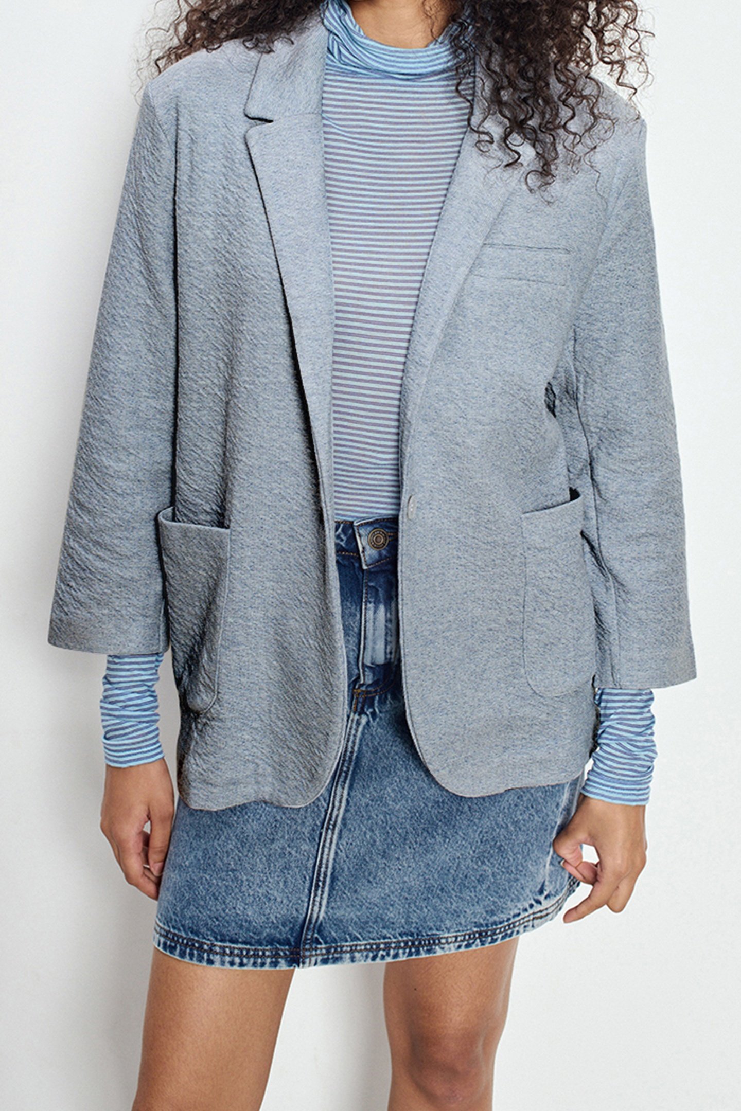 LONG-SLEEVED BLAZER WITH TAILORED COLLAR MIST 1