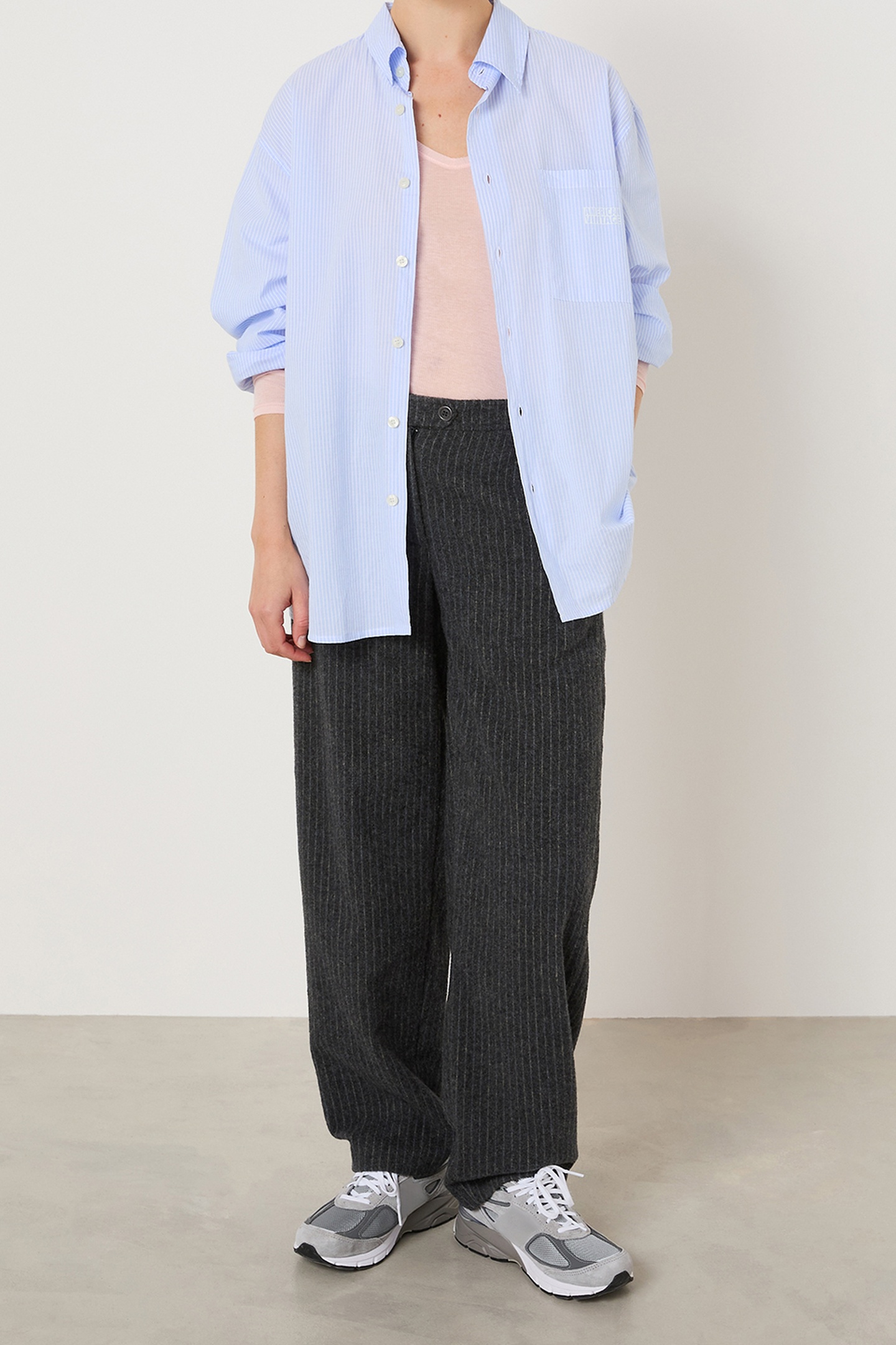 WOOL PANTS GREY AND BLUE STRIPES 1