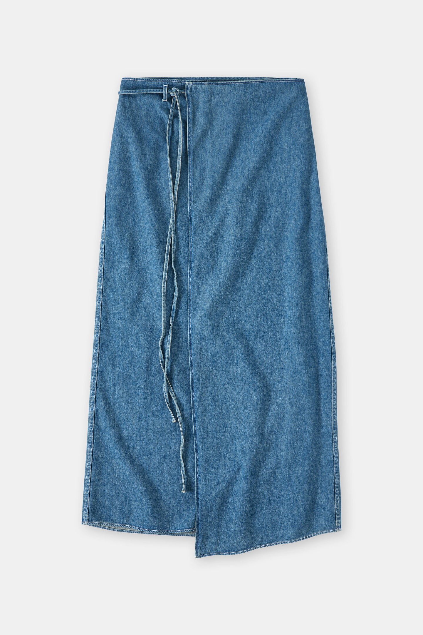 DENIM WRAP SKIRT MID BLUE 4
