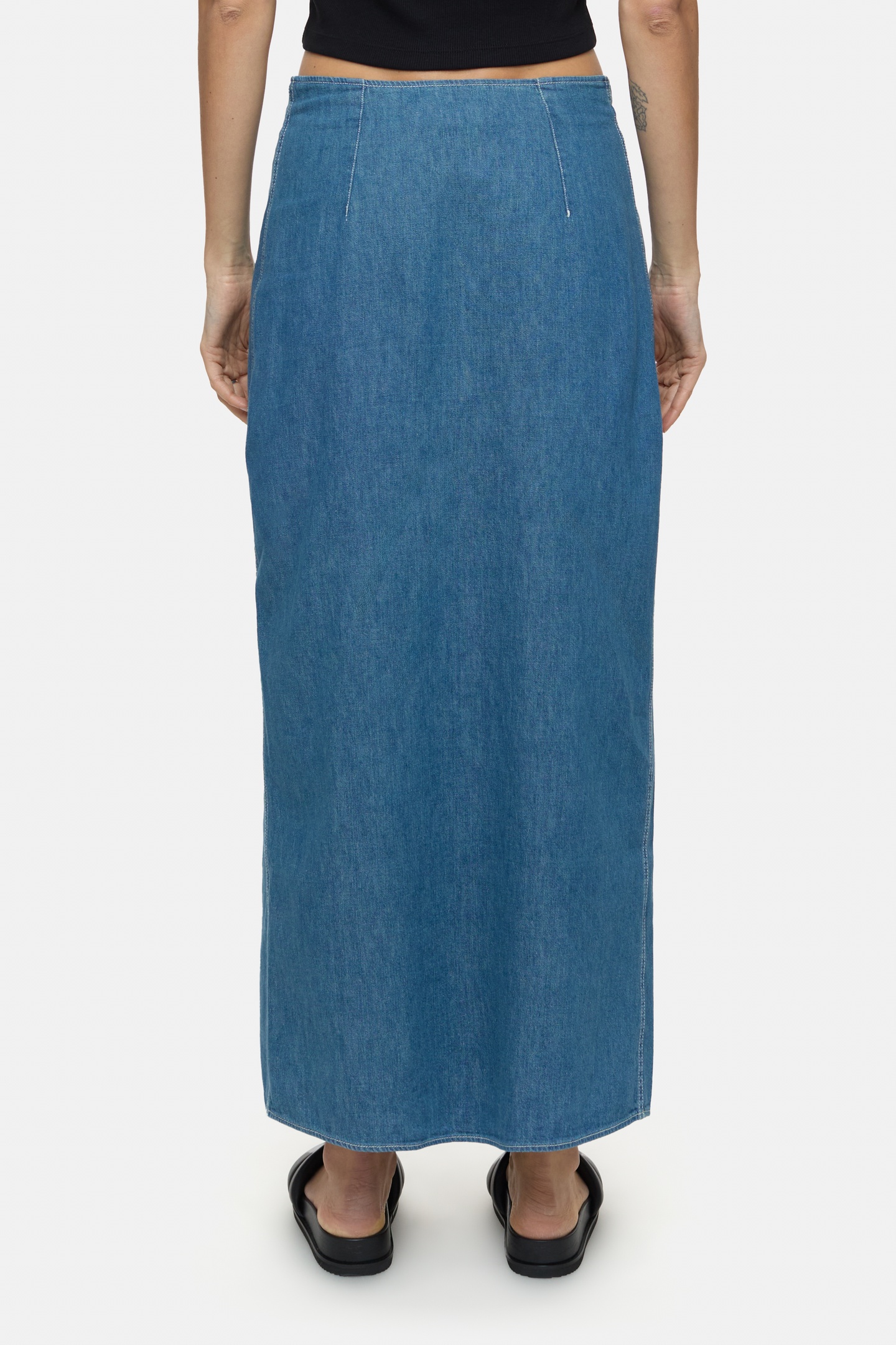 DENIM WRAP SKIRT MID BLUE 3