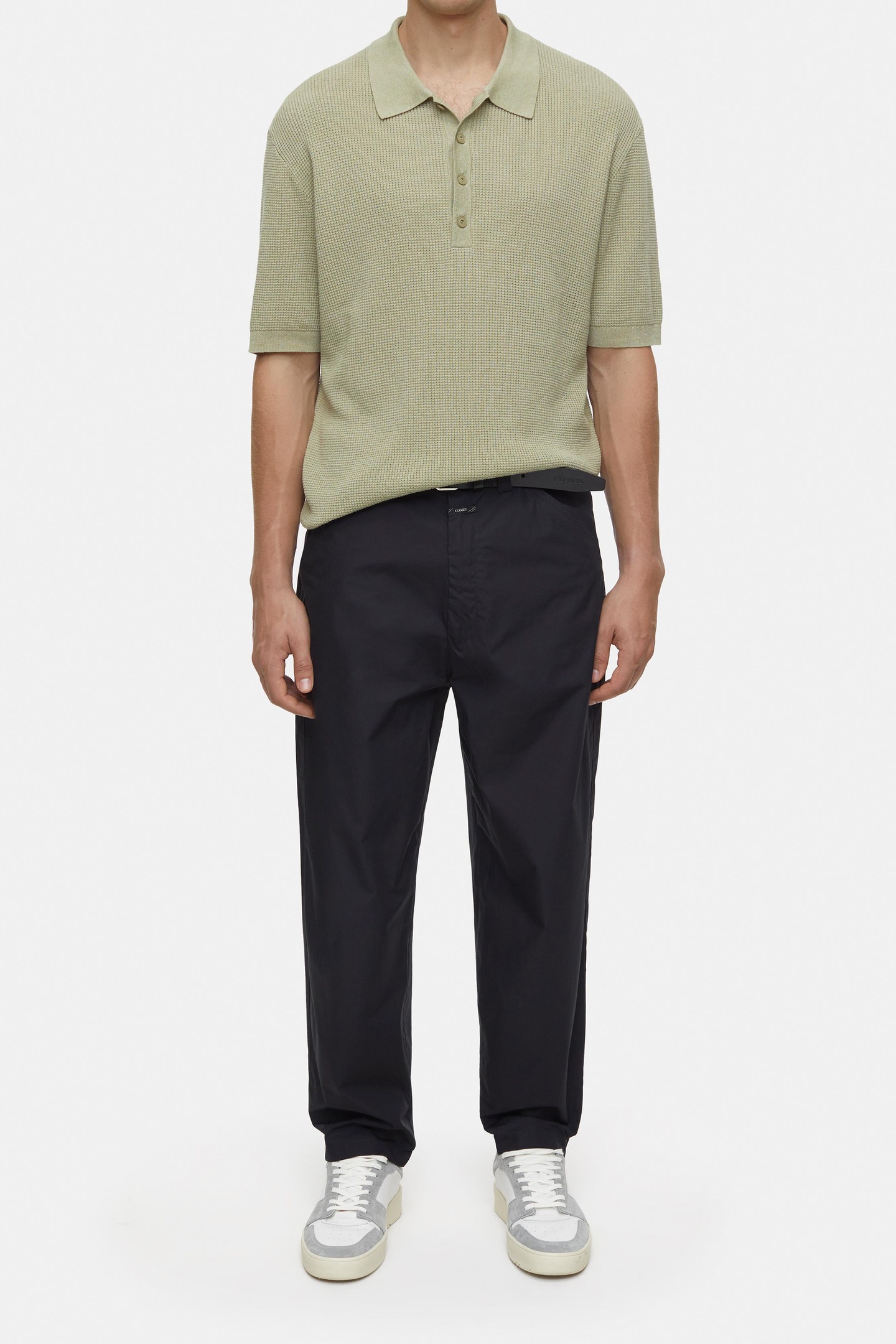 SHORT SLEEVE POLO KNITS SAGE TEA 1