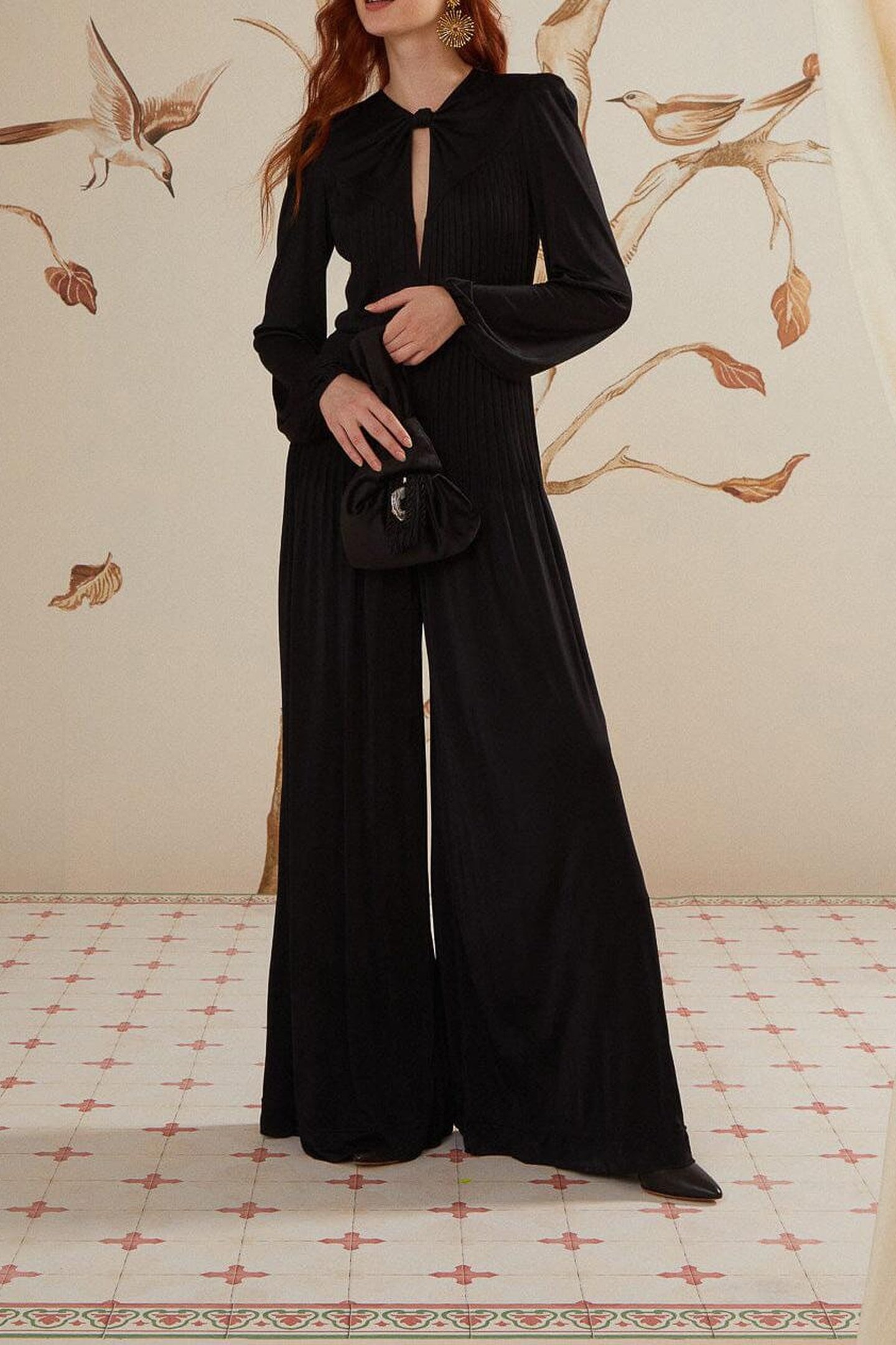 BLACK LONG SLEEVE KNOT JUMPSUIT 5